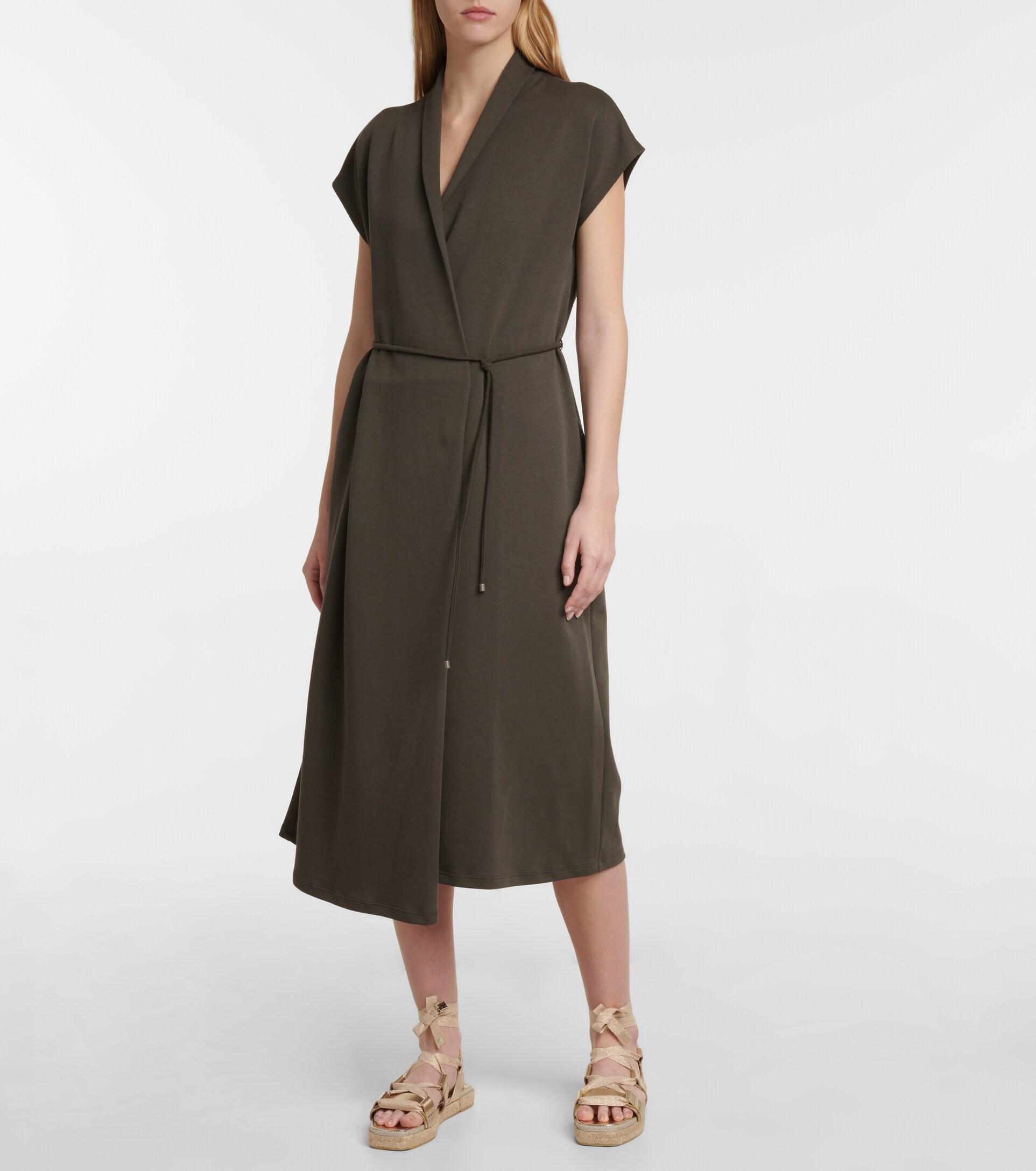 Max Mara Leisure Benaco Cotton-blend Midi Dress in Gray | Lyst