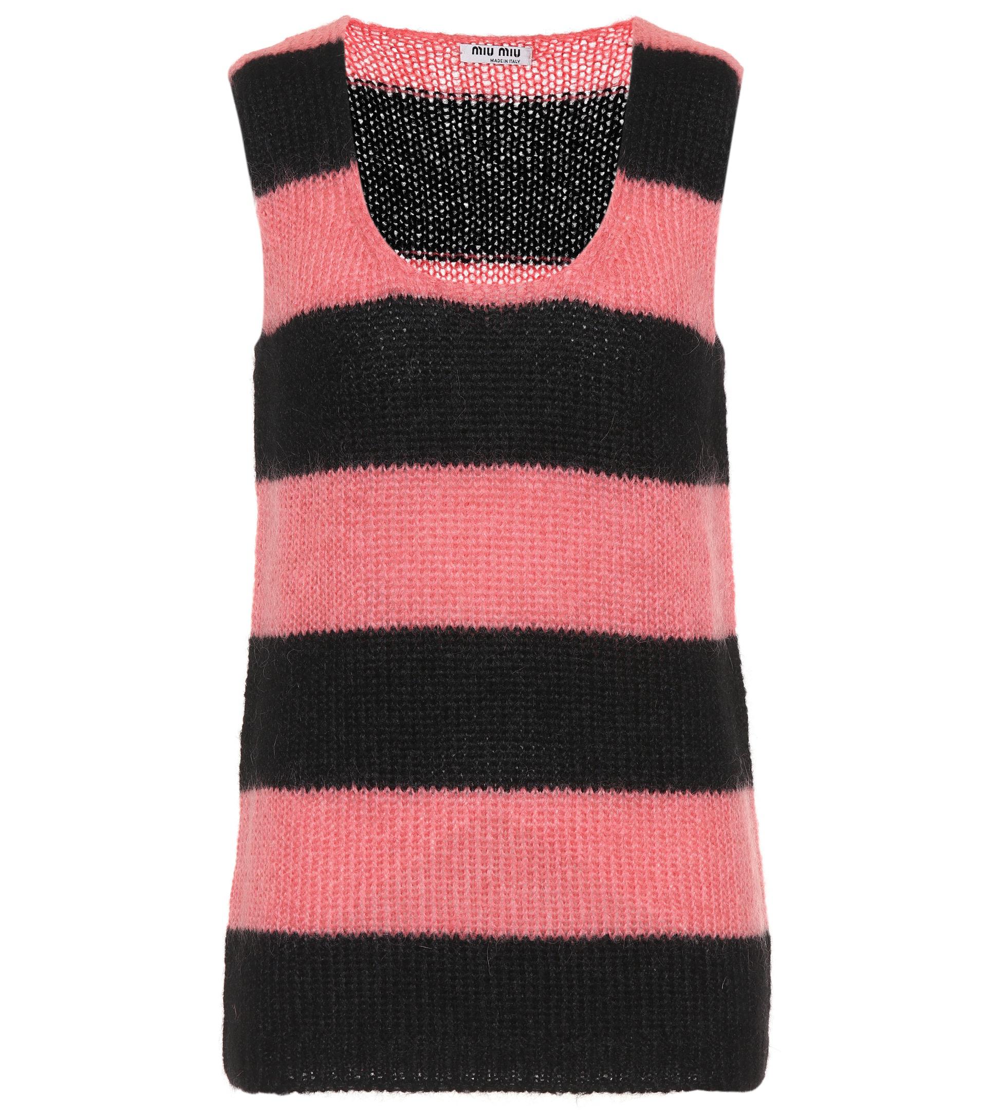 Miu Miu Synthetic Mohair-blend Sweater Vest in Pink - Lyst