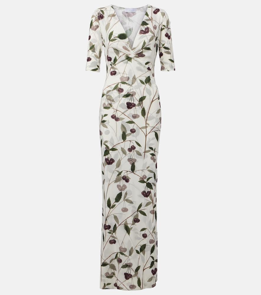 STELLA MCCARTNEY ワンピース Printed mesh jersey maxi 1046734 Stella McCartney Printed Mesh Jersey Maxi Dress in White | Lyst