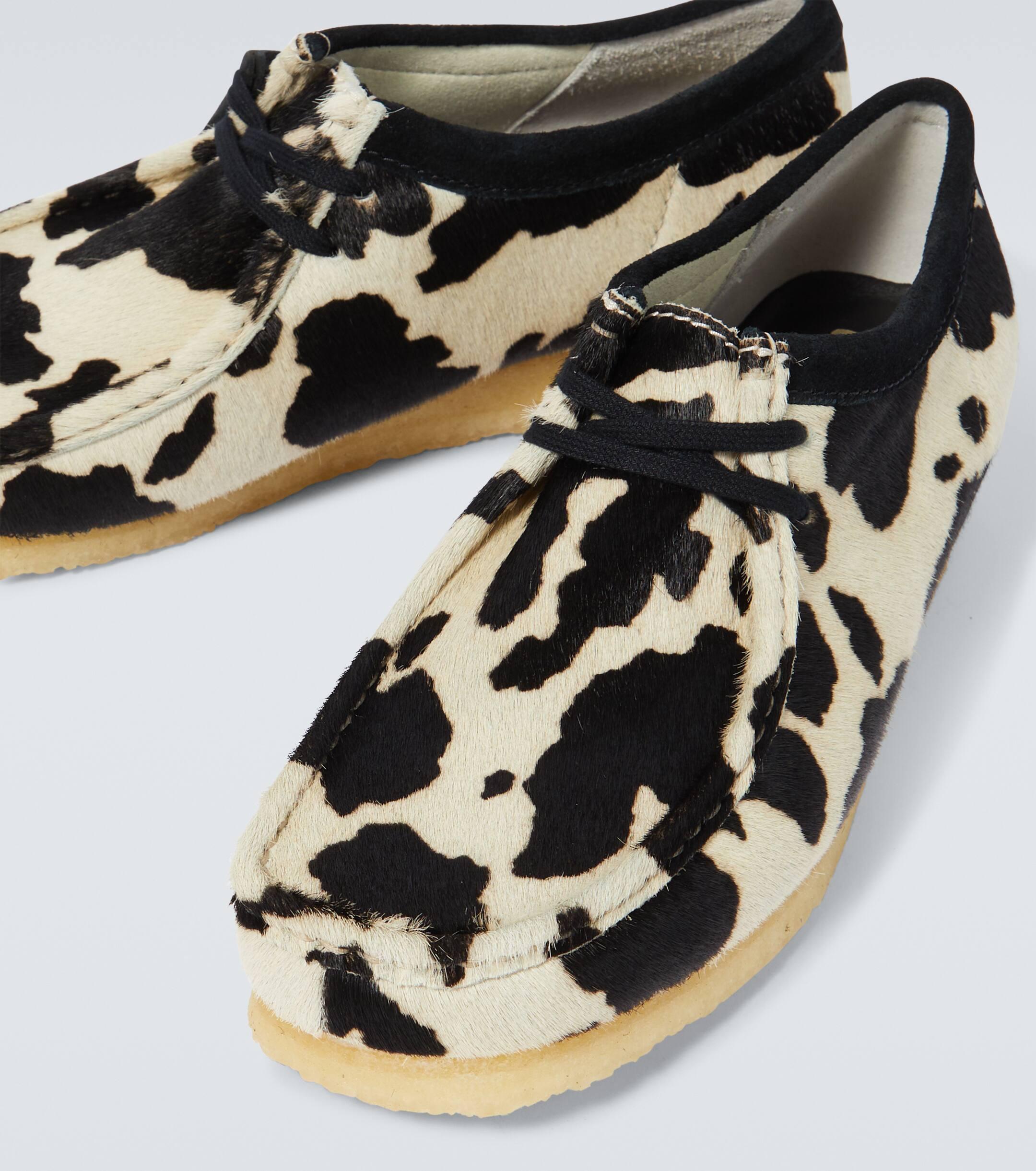 Clarks Wallabee Cow-print Calf Hair Mocassins in Black for Men