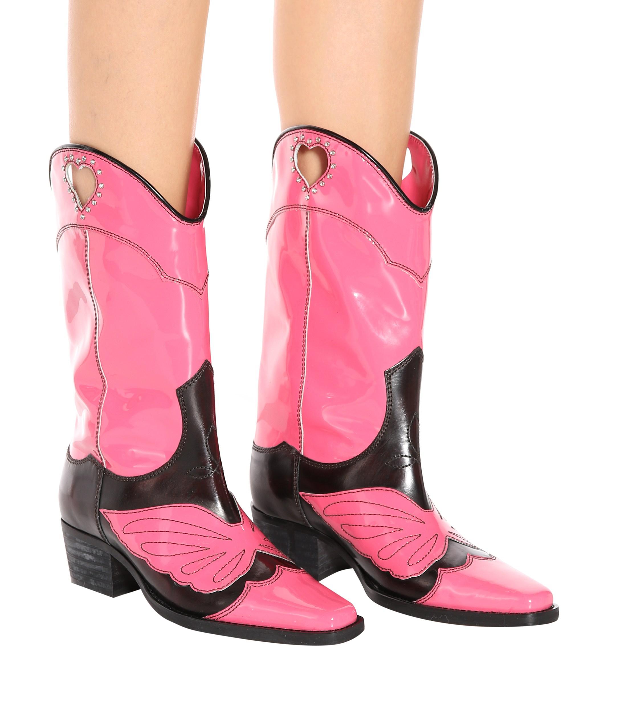 ganni pink cowboy boots
