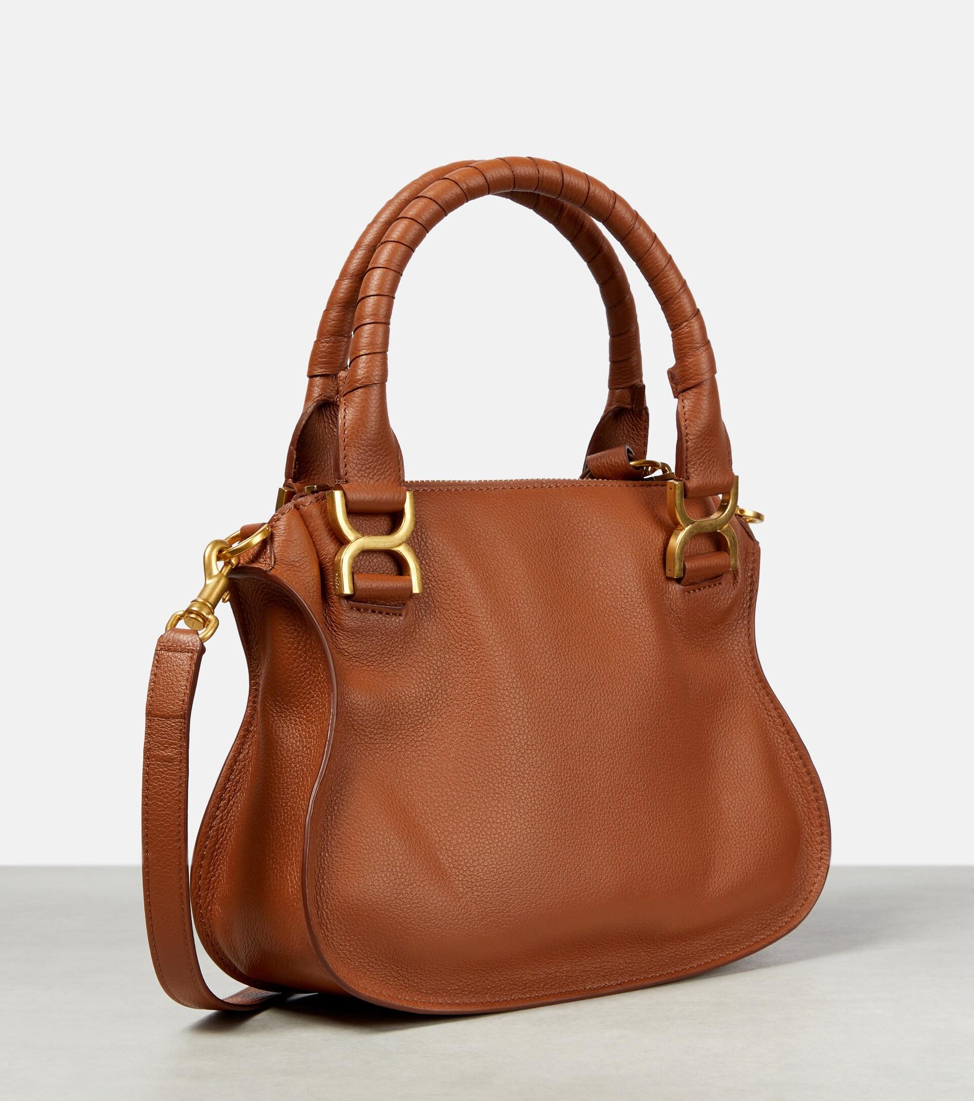 Chloé Marcie Small Leather Tote Bag In Brown