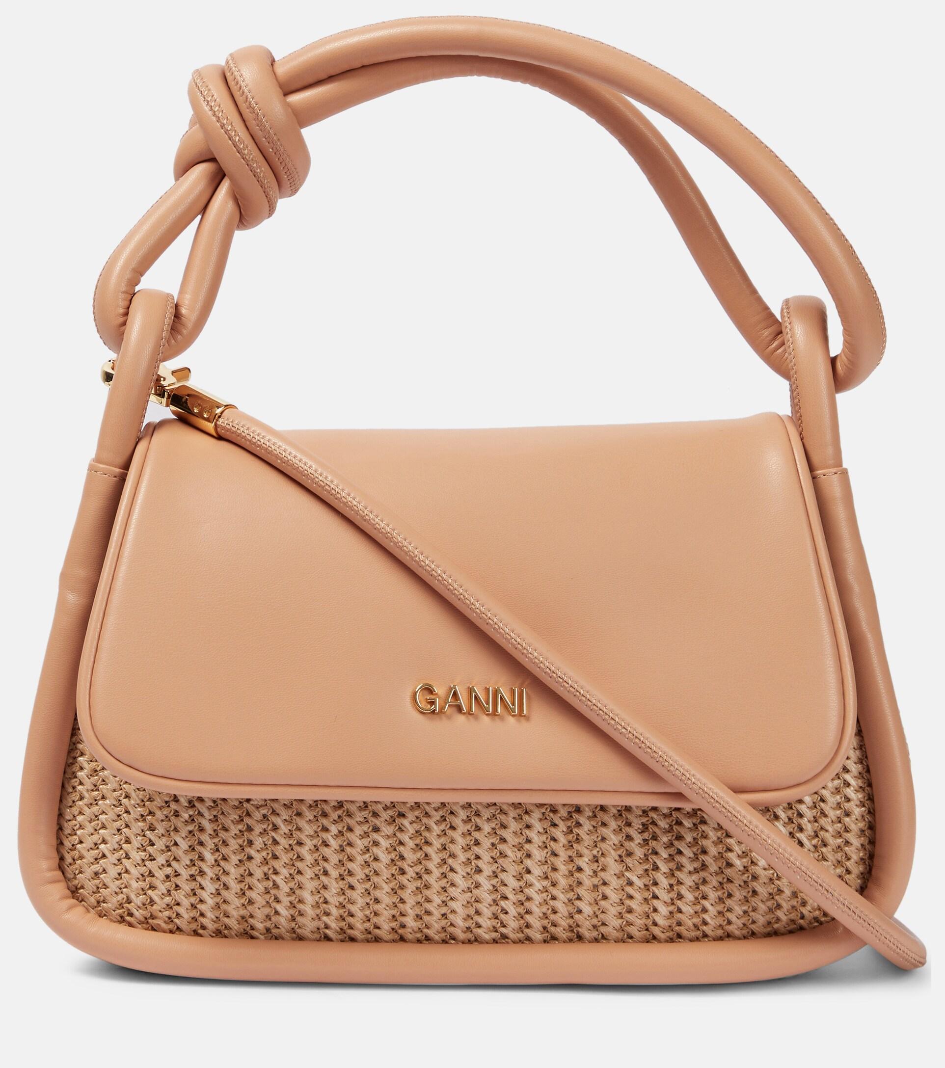 Ganni Knot Flap Over Small Shoulder Bag in Brown | Lyst