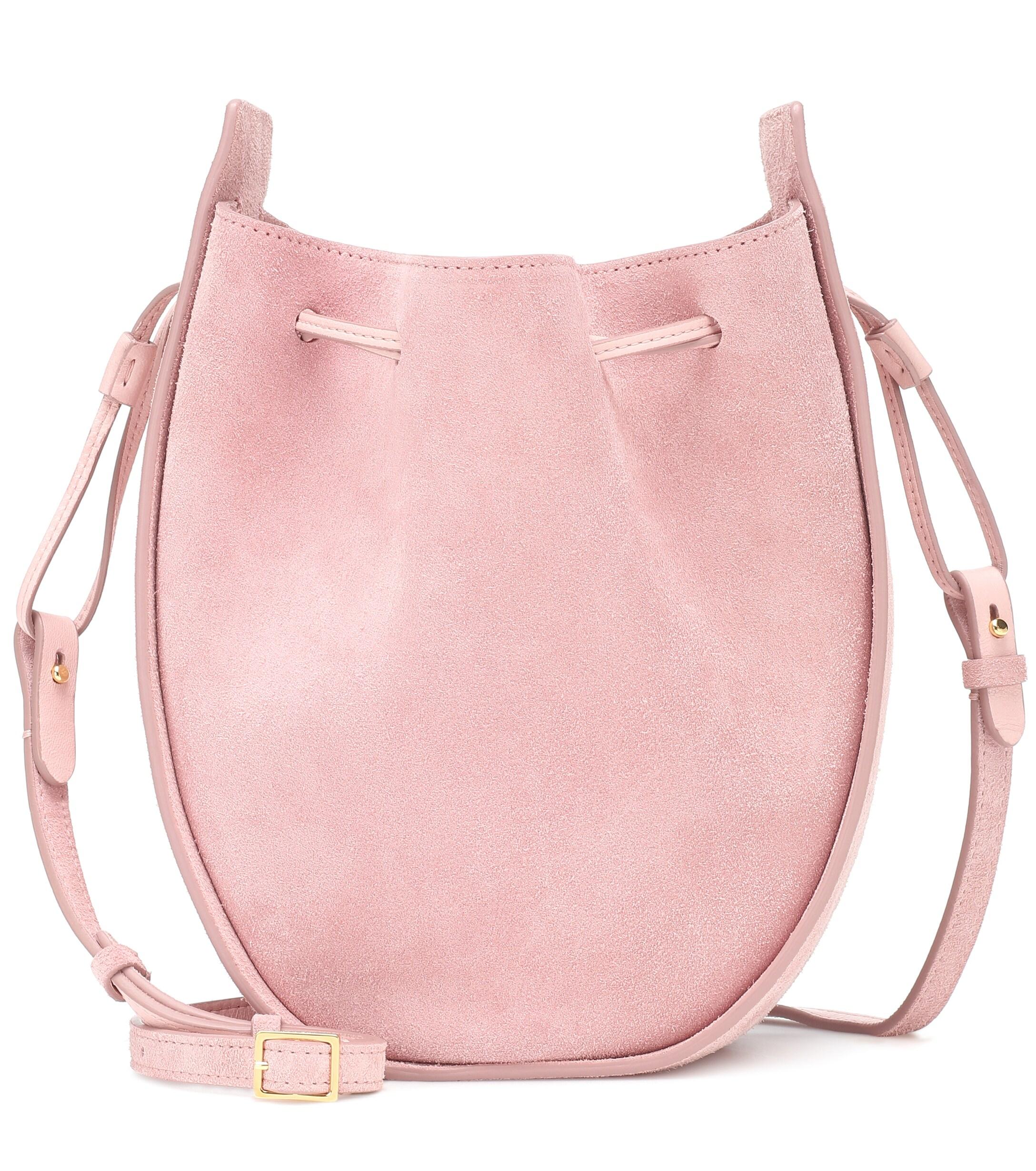 pink suede shoulder bag