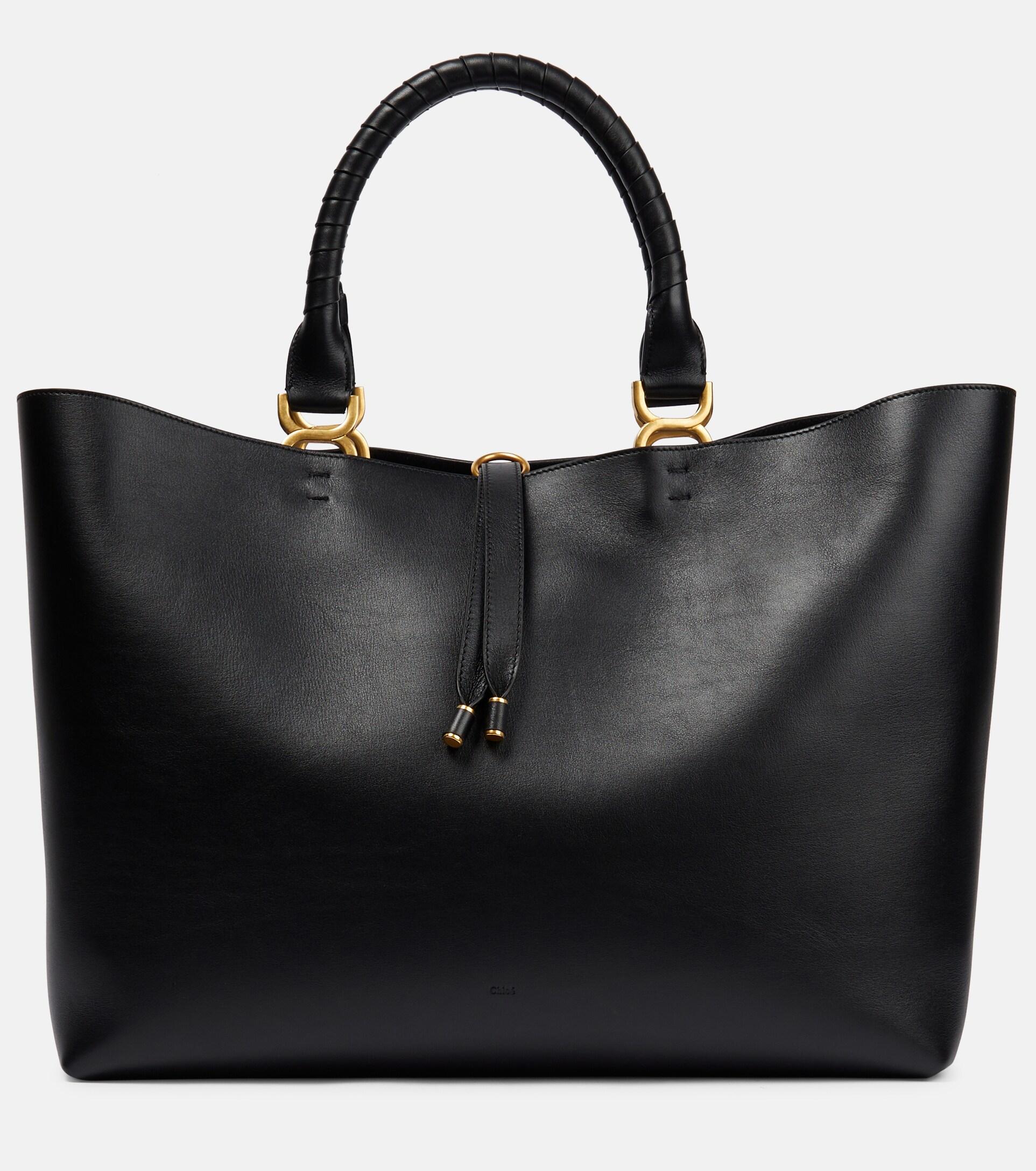 Chloé Chloe Marcie Large Leather Tote Bag in Black | Lyst