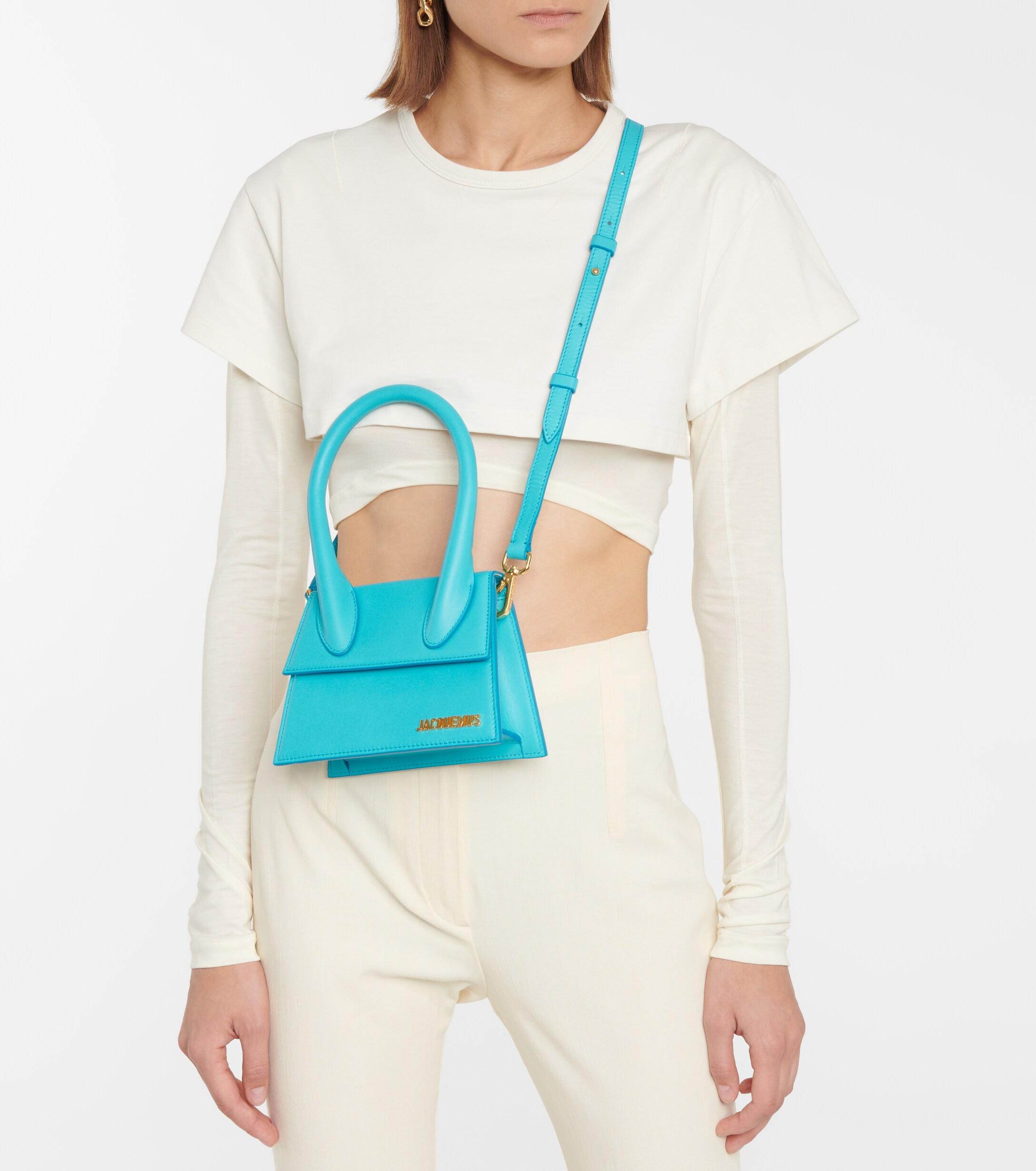 Jacquemus Leather Le Chiquito Moyen Bag in Turquoise (Blue) | Lyst
