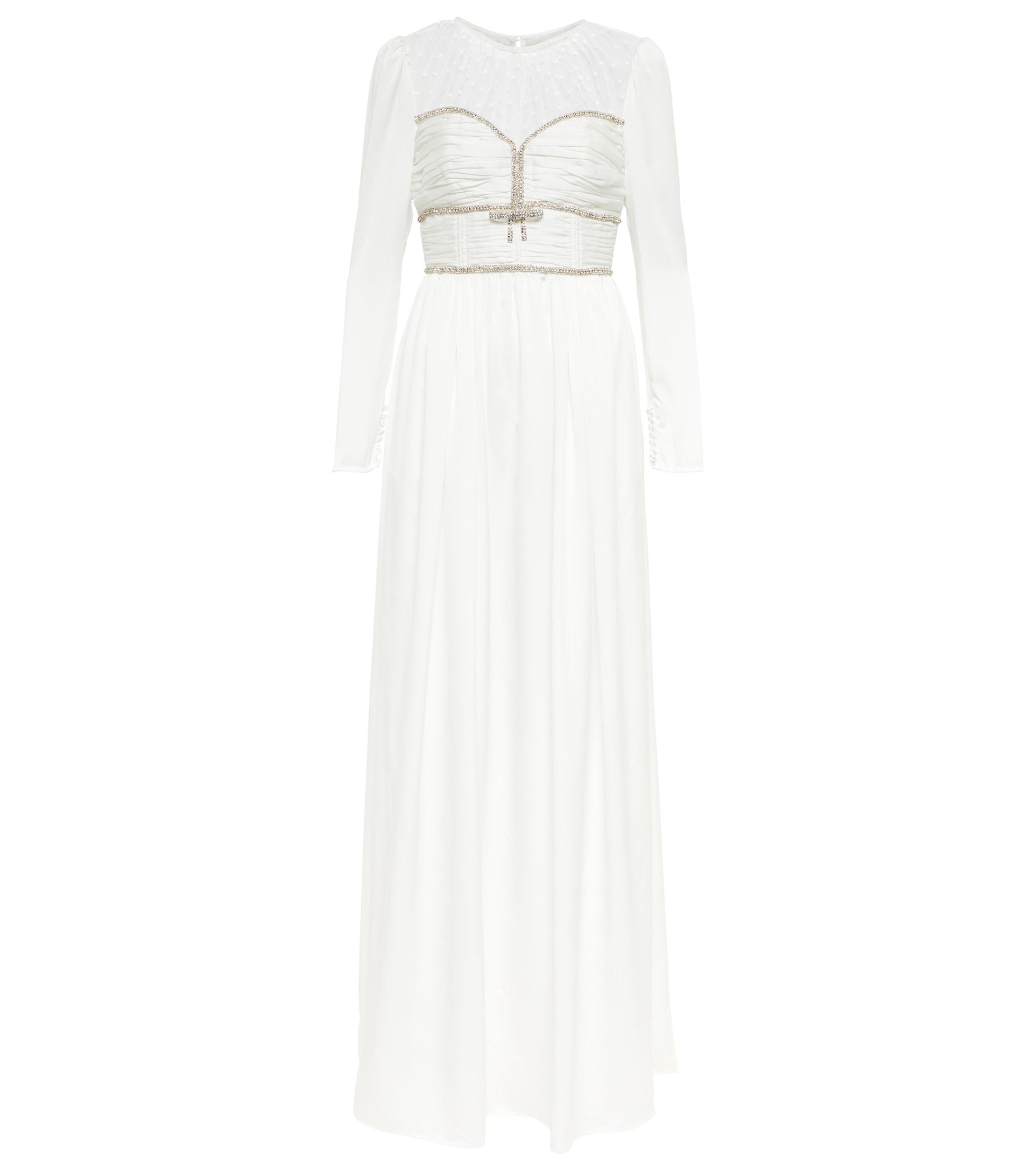 Self Portrait Bridal Crystal embellished Twill Gown in White Lyst