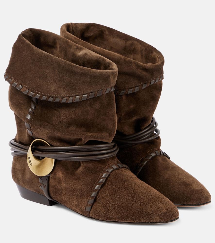 Isabel Marant Pointed-Toe Suede Ankle Boots in Brown | Lyst