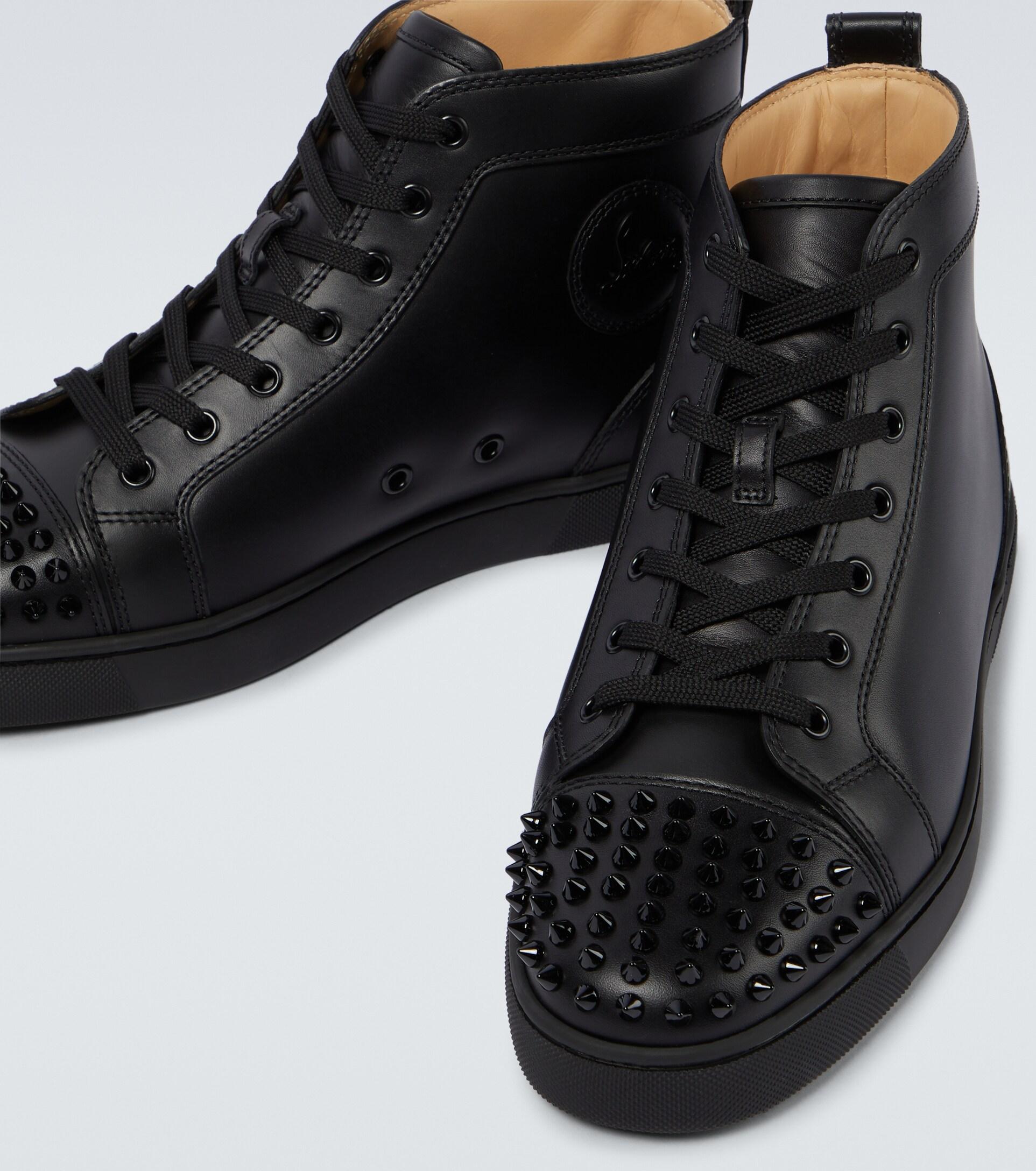 Christian Louboutin Leather Louis Junior Spikes Sneakers in Black/Black/bk ( Black) for Men | Lyst
