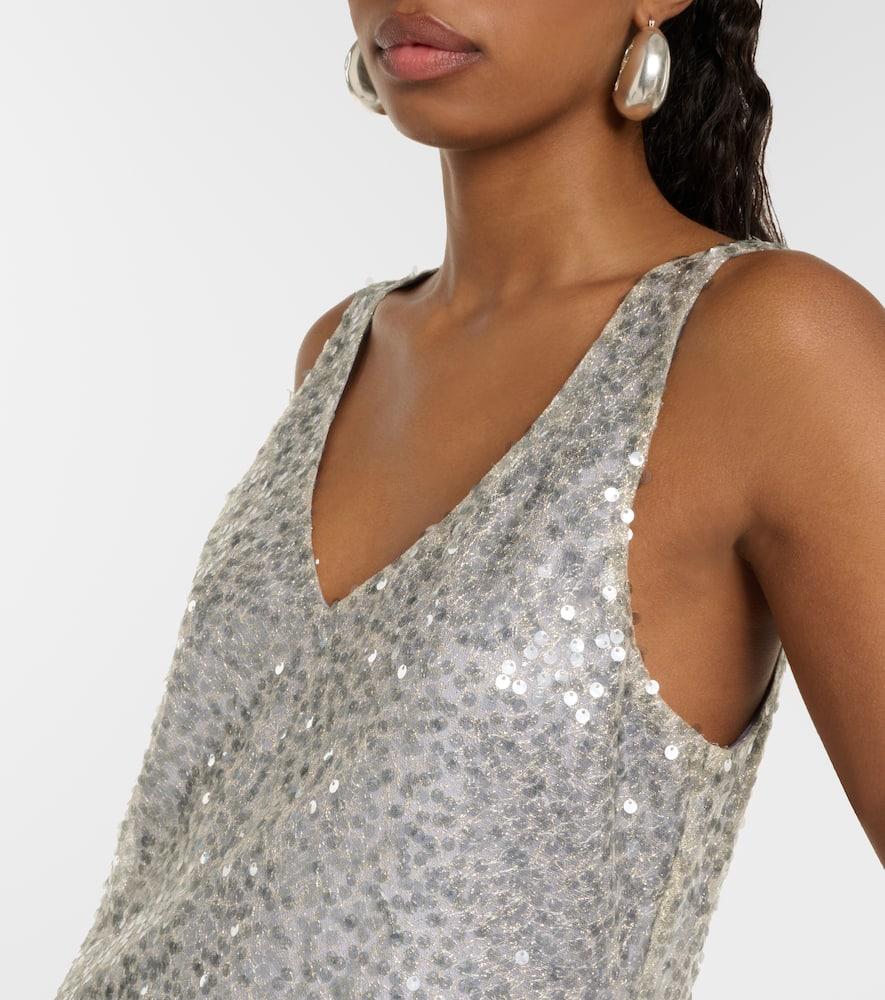 vince sequin slip dress Vince Lucite Sequined Metallic Slip Dress in Grey