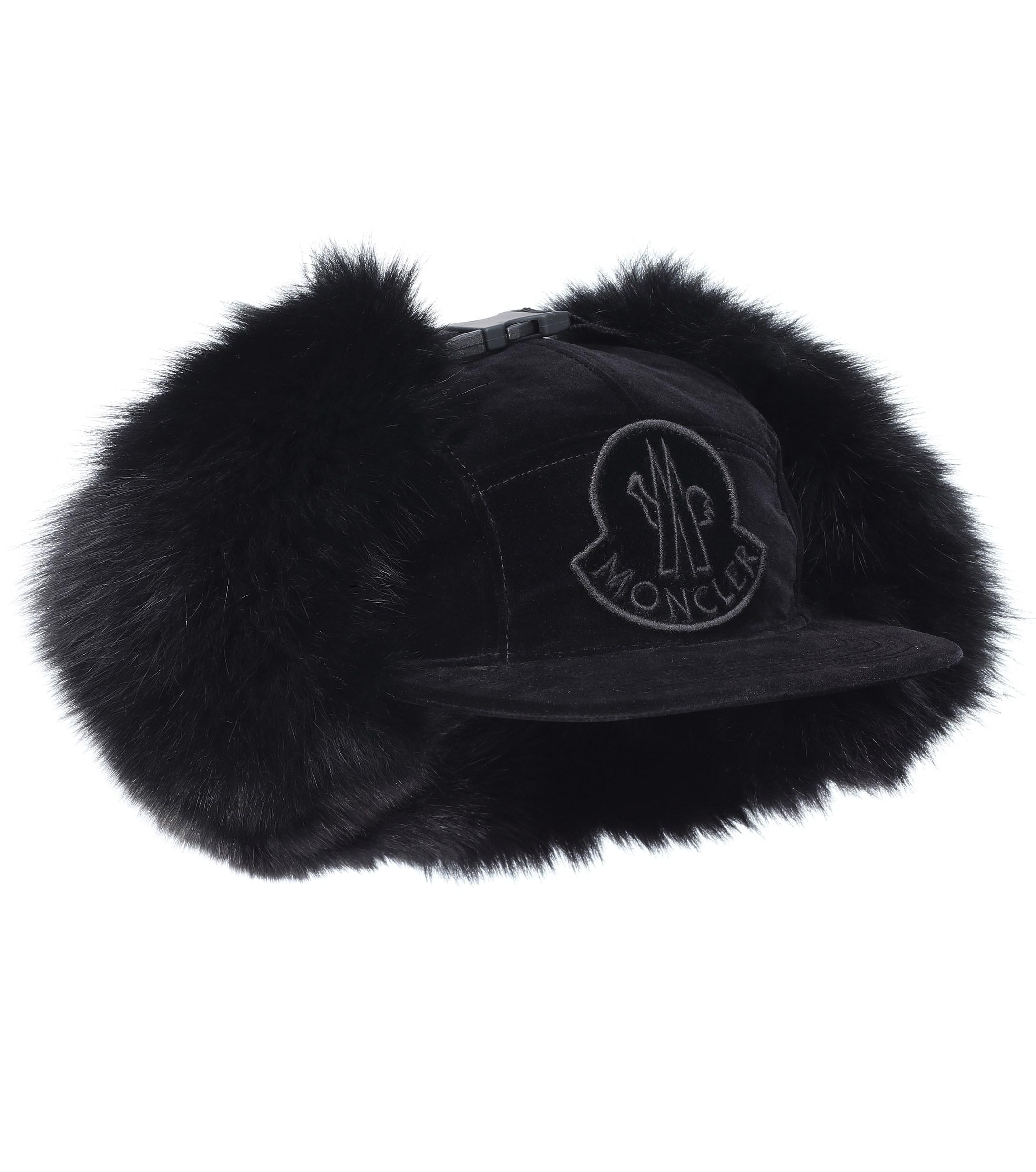 Moncler Furlined Cotton Trapper Hat in Black Lyst