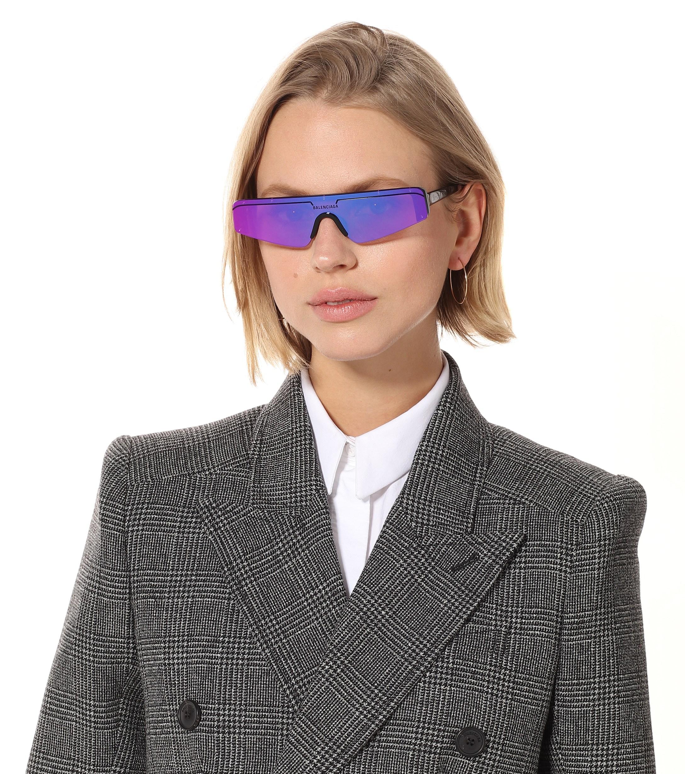 Balenciaga Ski Rectangle Sunglasses in Purple | Lyst