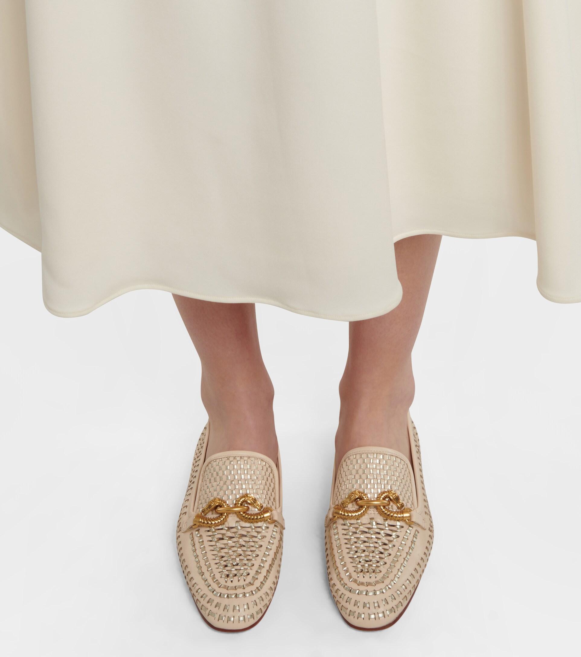 Tory Burch Jessa Woven Leather Loafers in White | Lyst