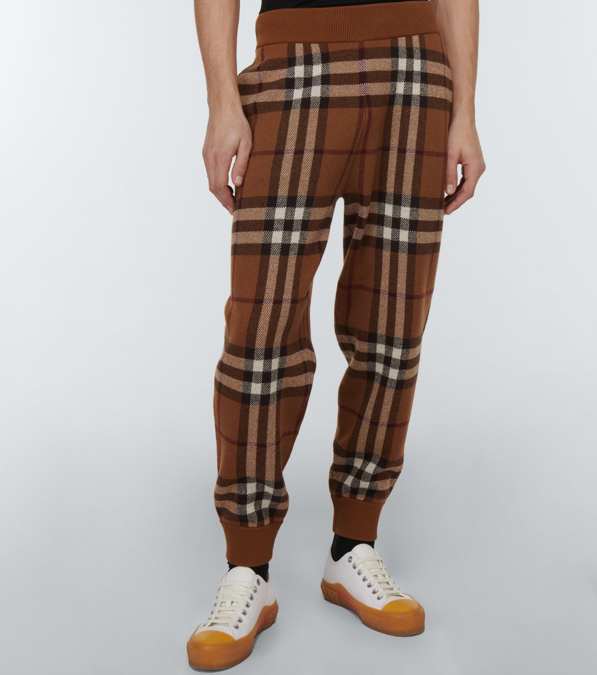 Burberry Checked Cashmere Pants in Brown for Men | Lyst