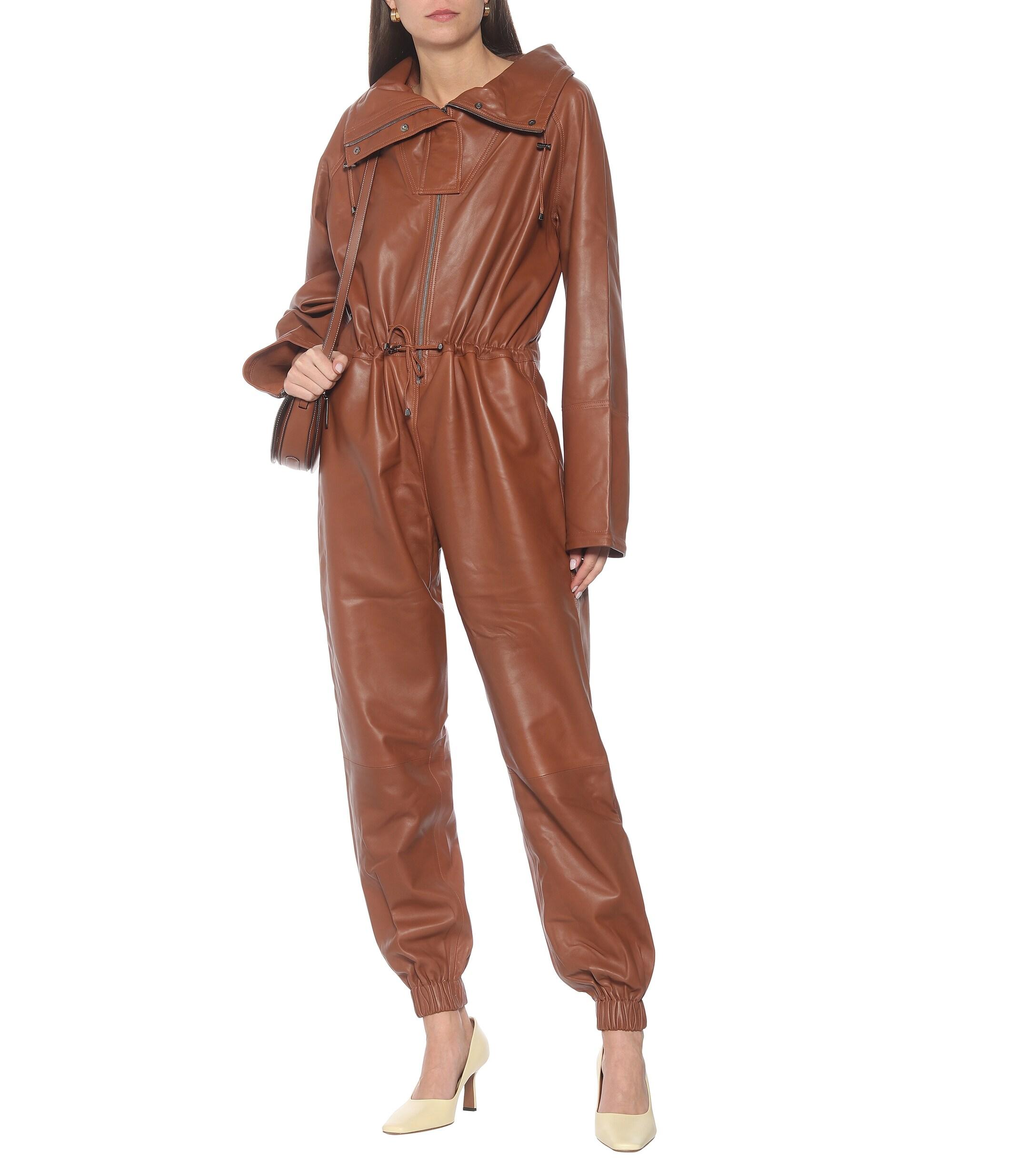 Dodo Bar Or Leather Jumpsuit in Brown - Lyst