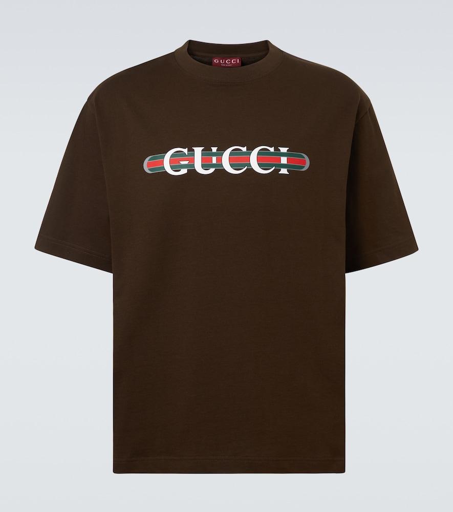 Gucci Printed Cotton Jersey T-Shirt in Brown for Men | Lyst UK