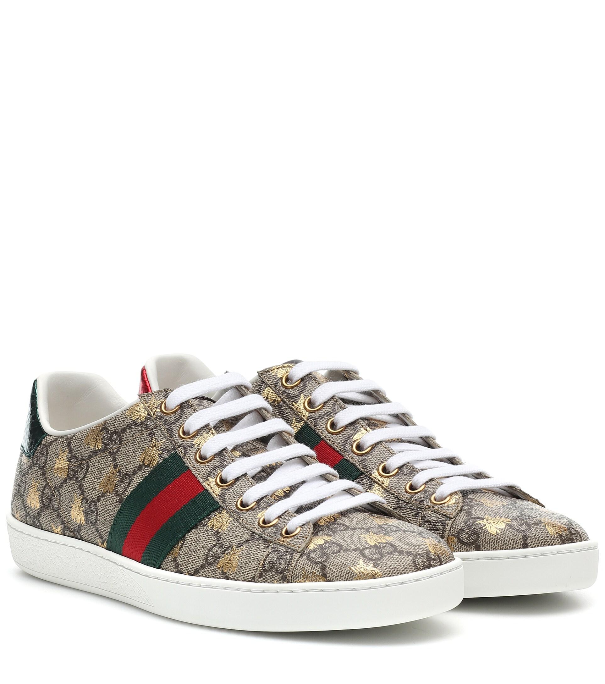 Gucci Ace Canvas Printed Sneakers Brown |