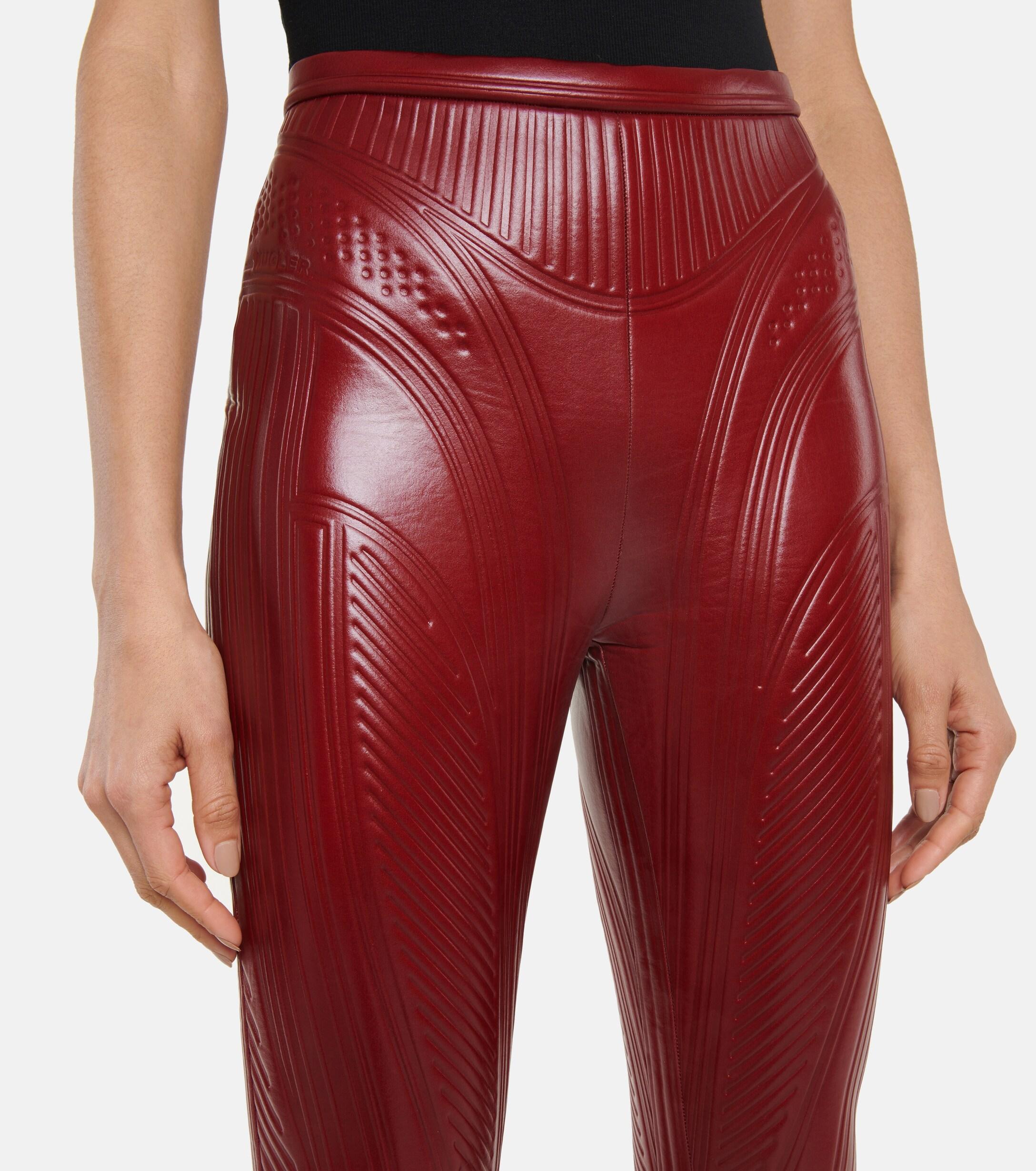 Mugler Embossed leggings in Red | Lyst