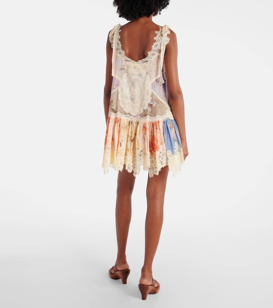 Zimmermann Cascadian Lace Mini Dress in Natural | Lyst Canada