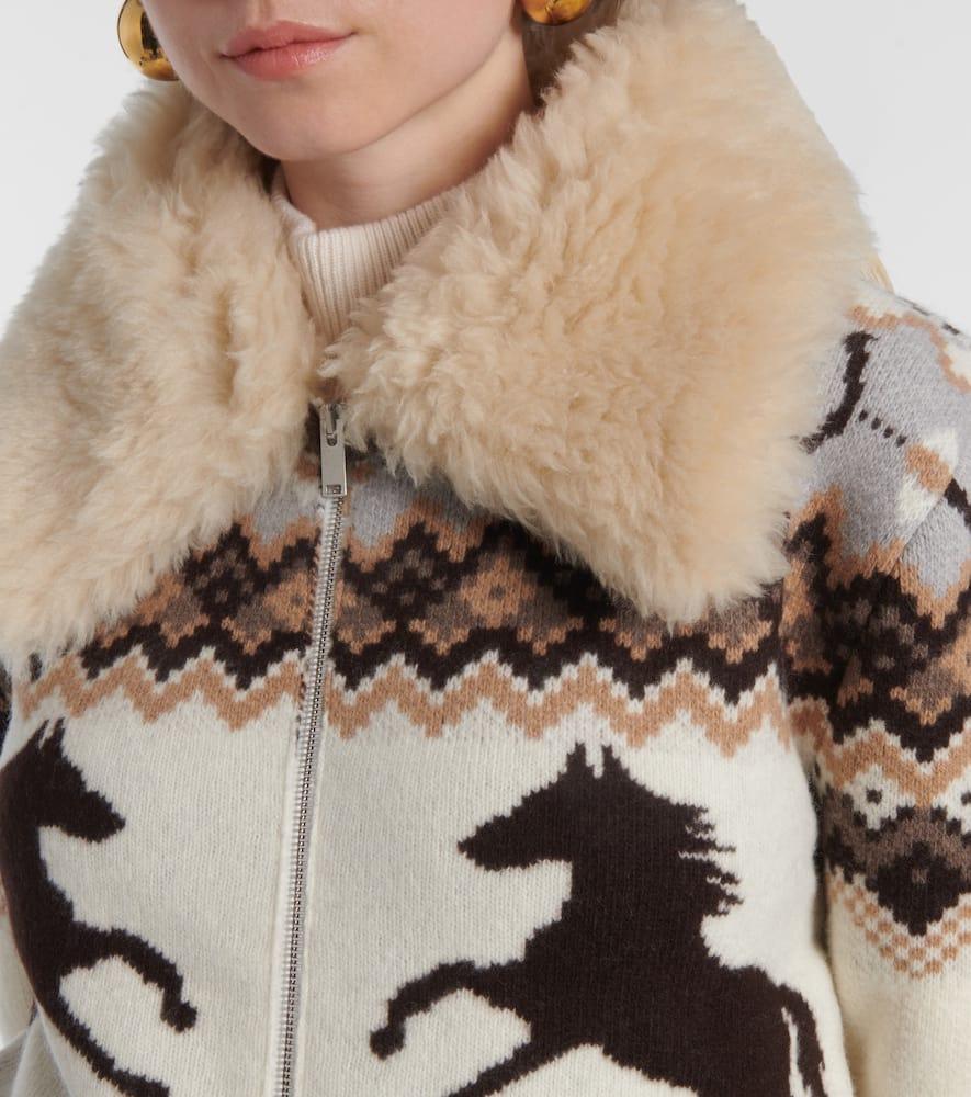 【関税&送料込】Stella Mccartney White Wool Bomber Jacket Wi Stella McCartney Fair Isle Virgin Wool Bomber Jacket in