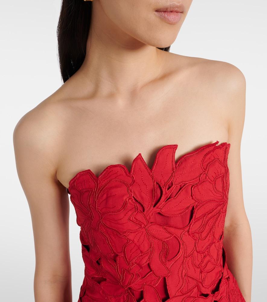Jonathan Simkhai Audrey Peplum Lace Midi Dress in Red | Lyst