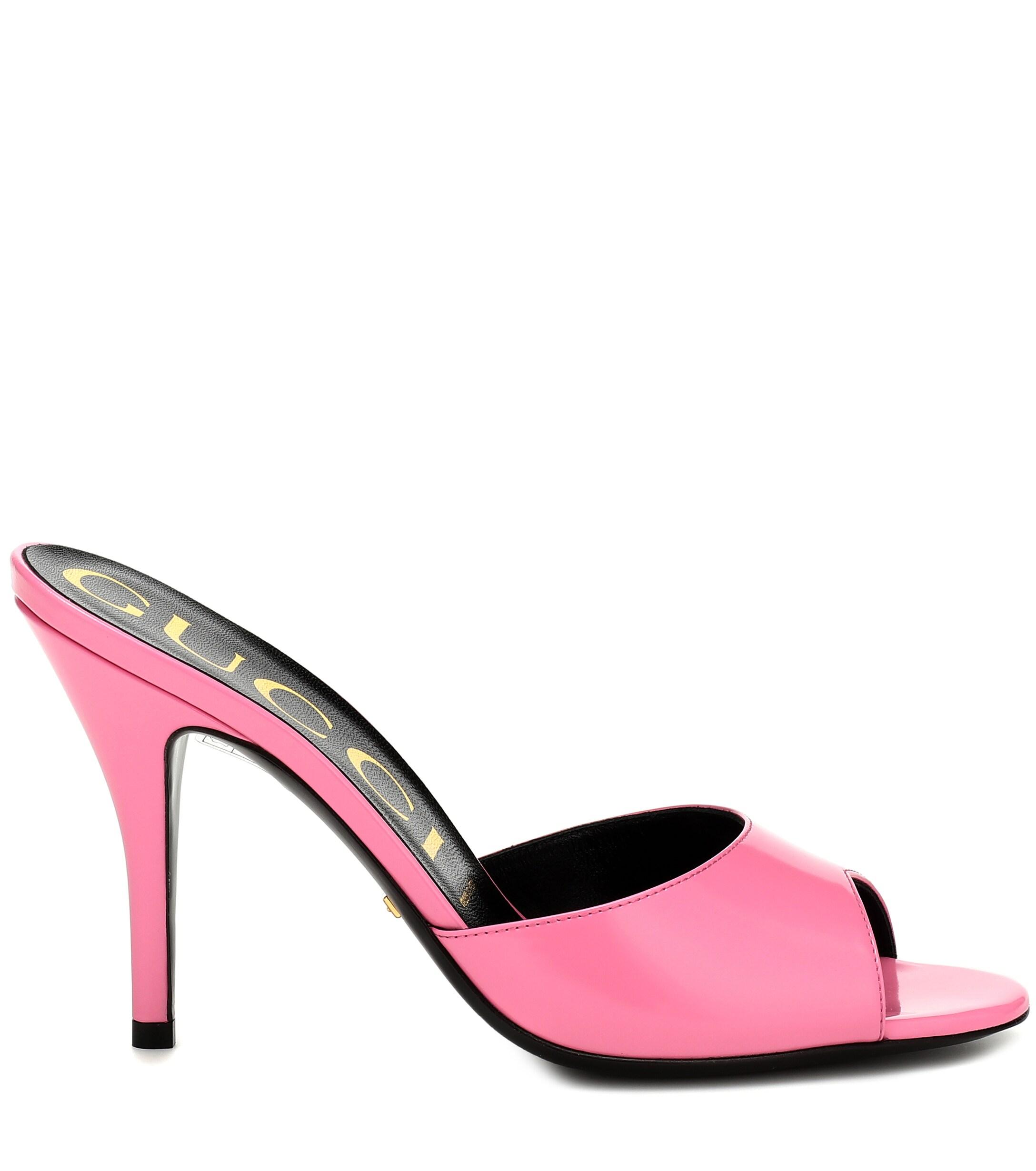 Gucci Leather Scarlet Mules 95 in Pink | Lyst