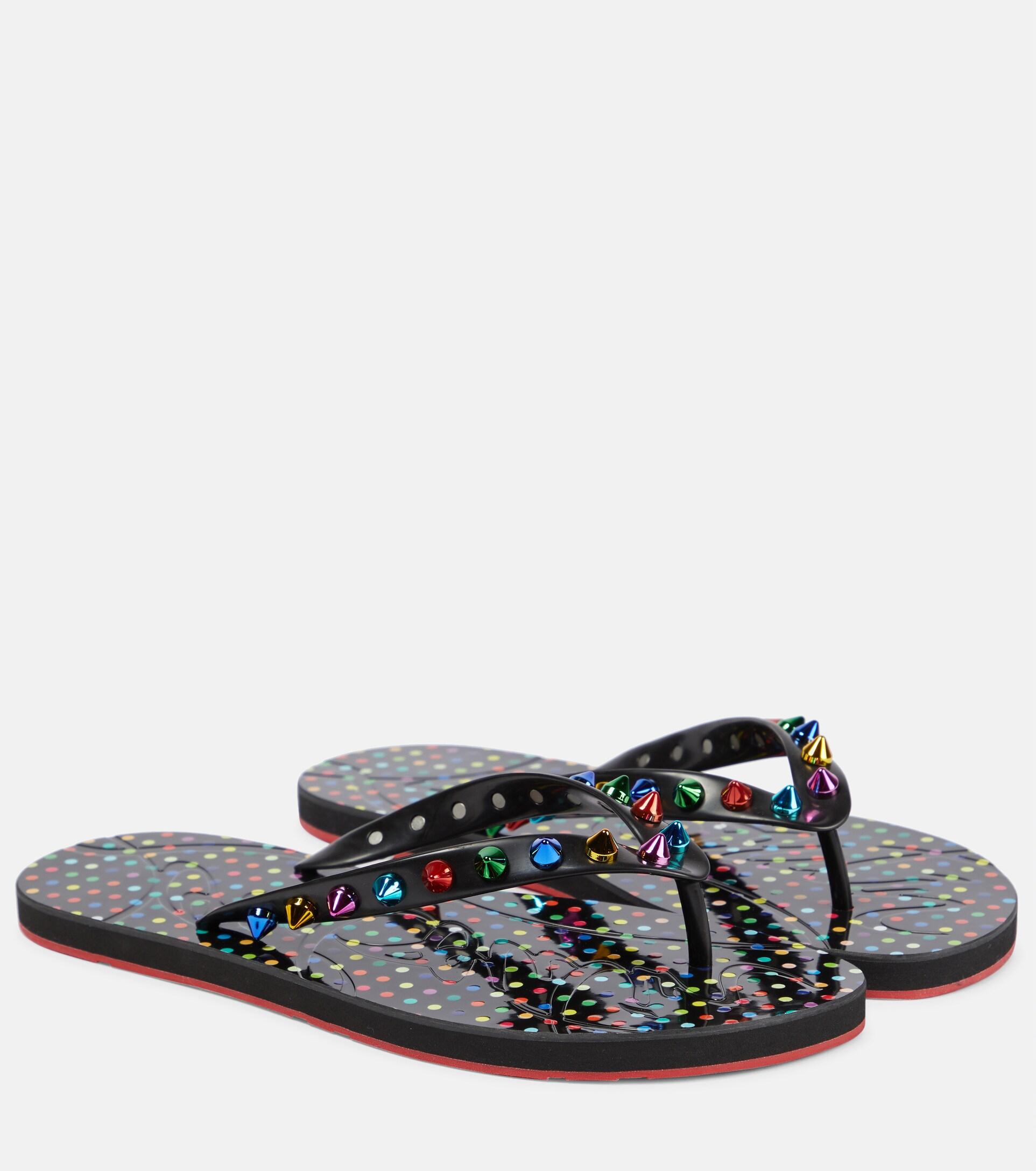 Christian Louboutin Loubi Flip Spikes Donna Thong Sandals in Black | Lyst