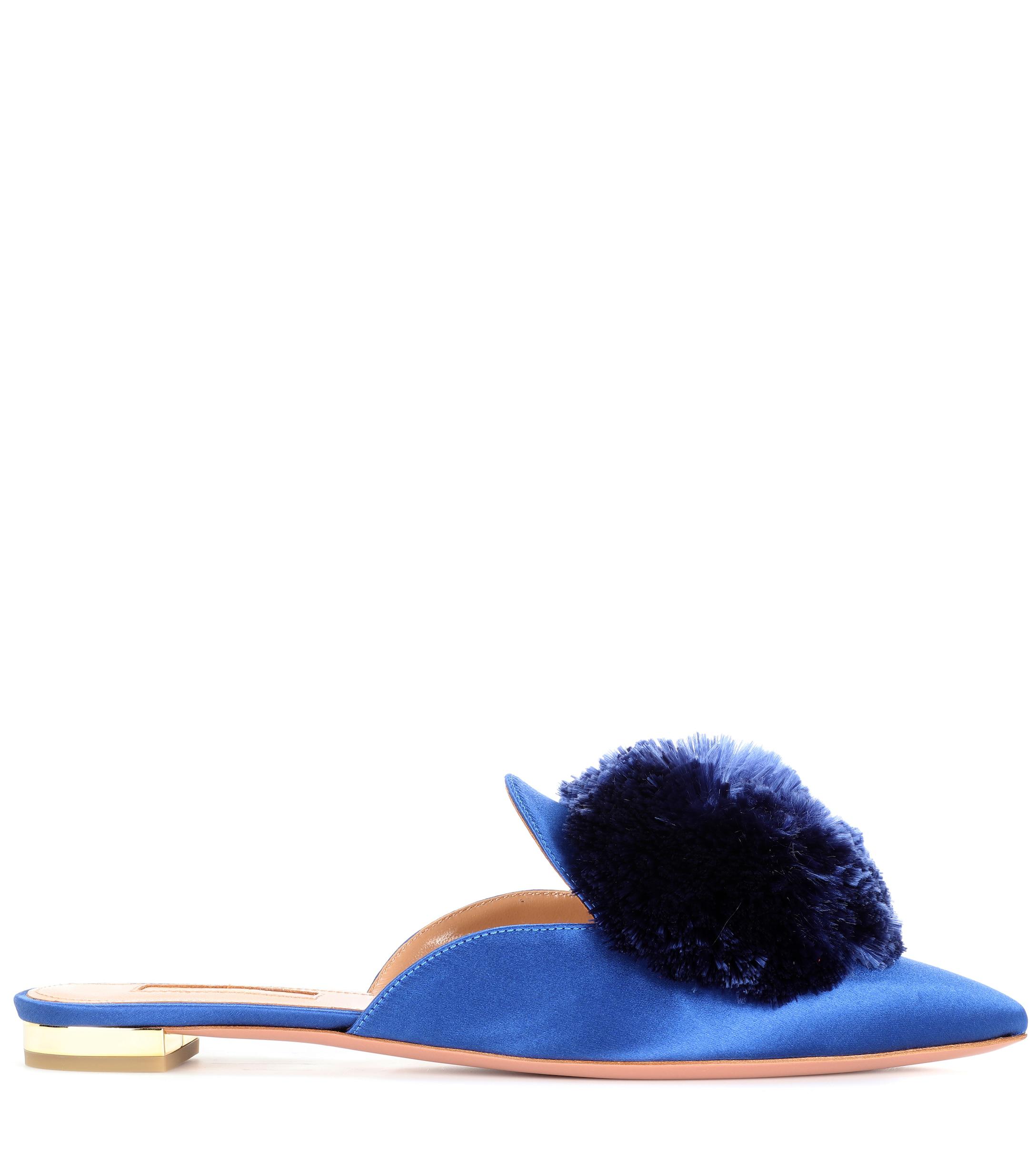 blue satin slippers