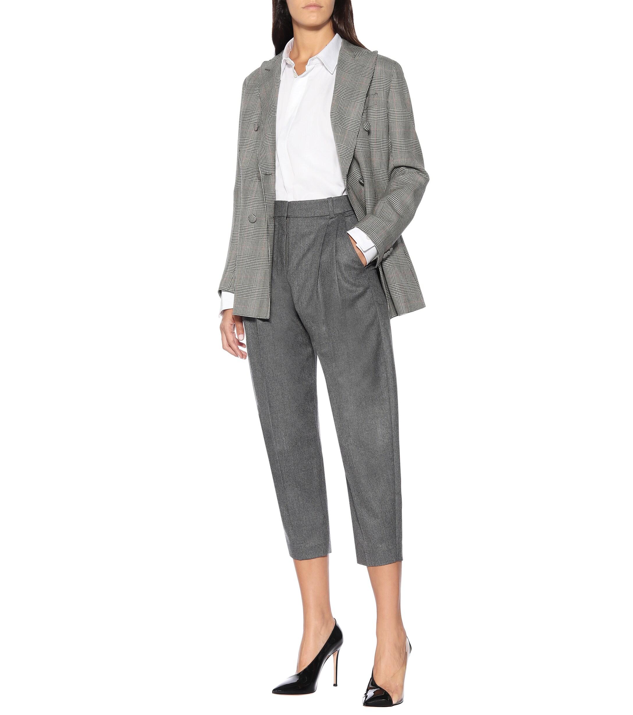 Stella McCartney High-rise Carrot-leg Wool Pants in Grey (Gray) - Lyst