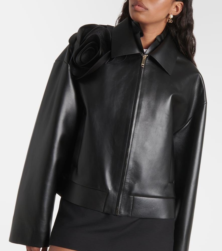 ジャケット Valentino Black leather coat with embroidery valentino-black-loveblade-