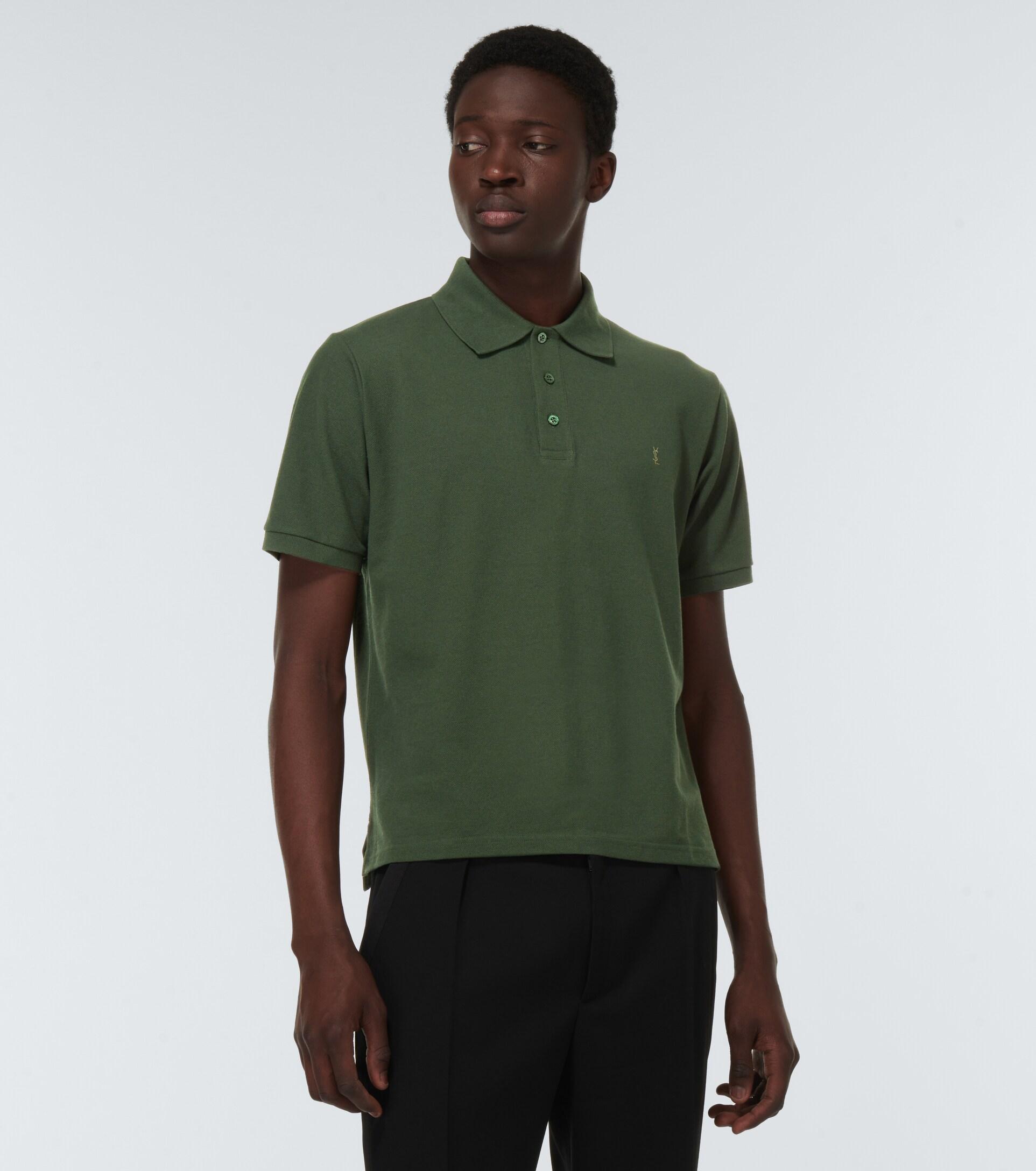 Saint Laurent Cotton-blend Polo Shirt in Green for Men | Lyst