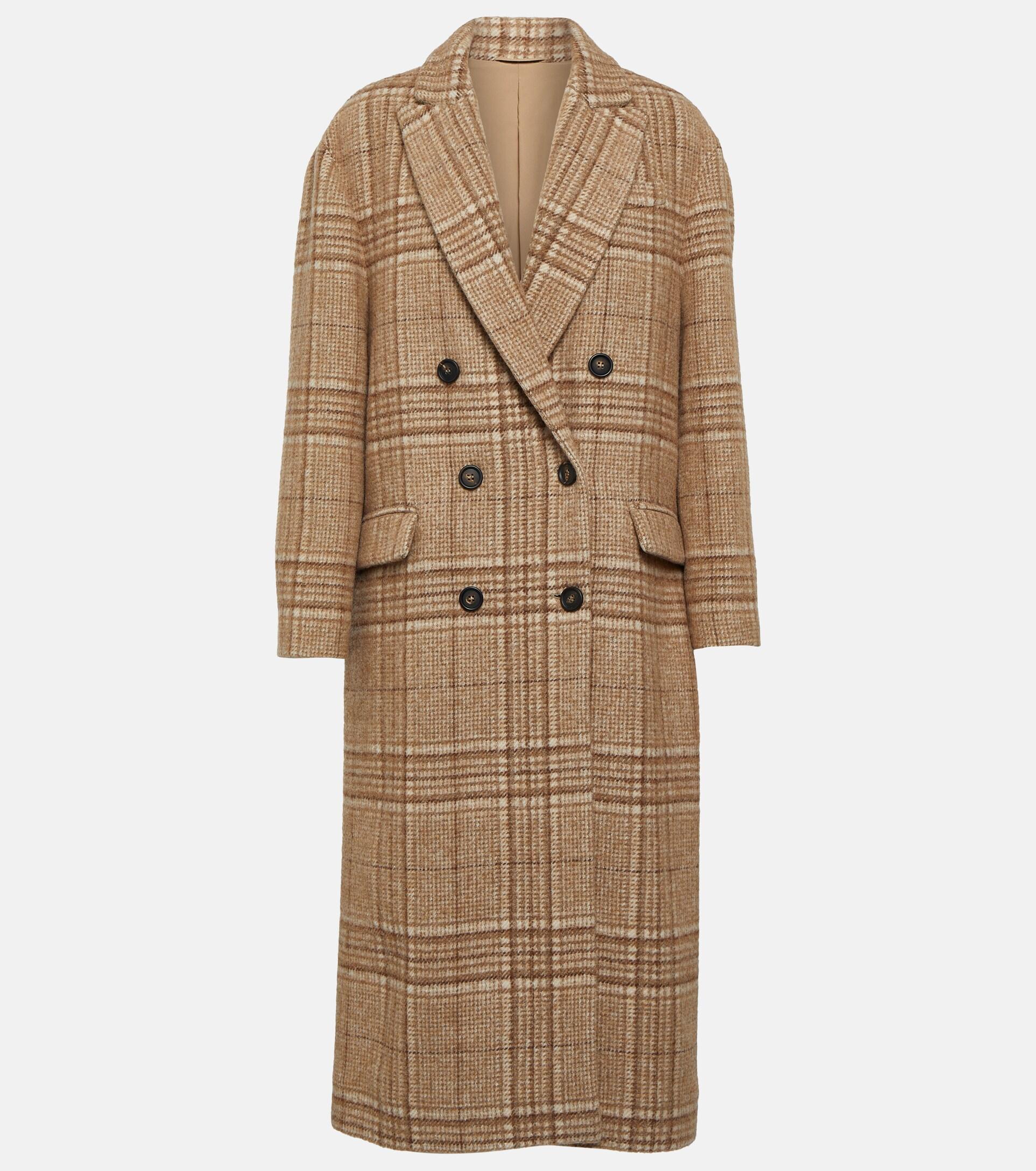 Brunello Cucinelli Double-breasted Wool-blend Coat in Natural | Lyst