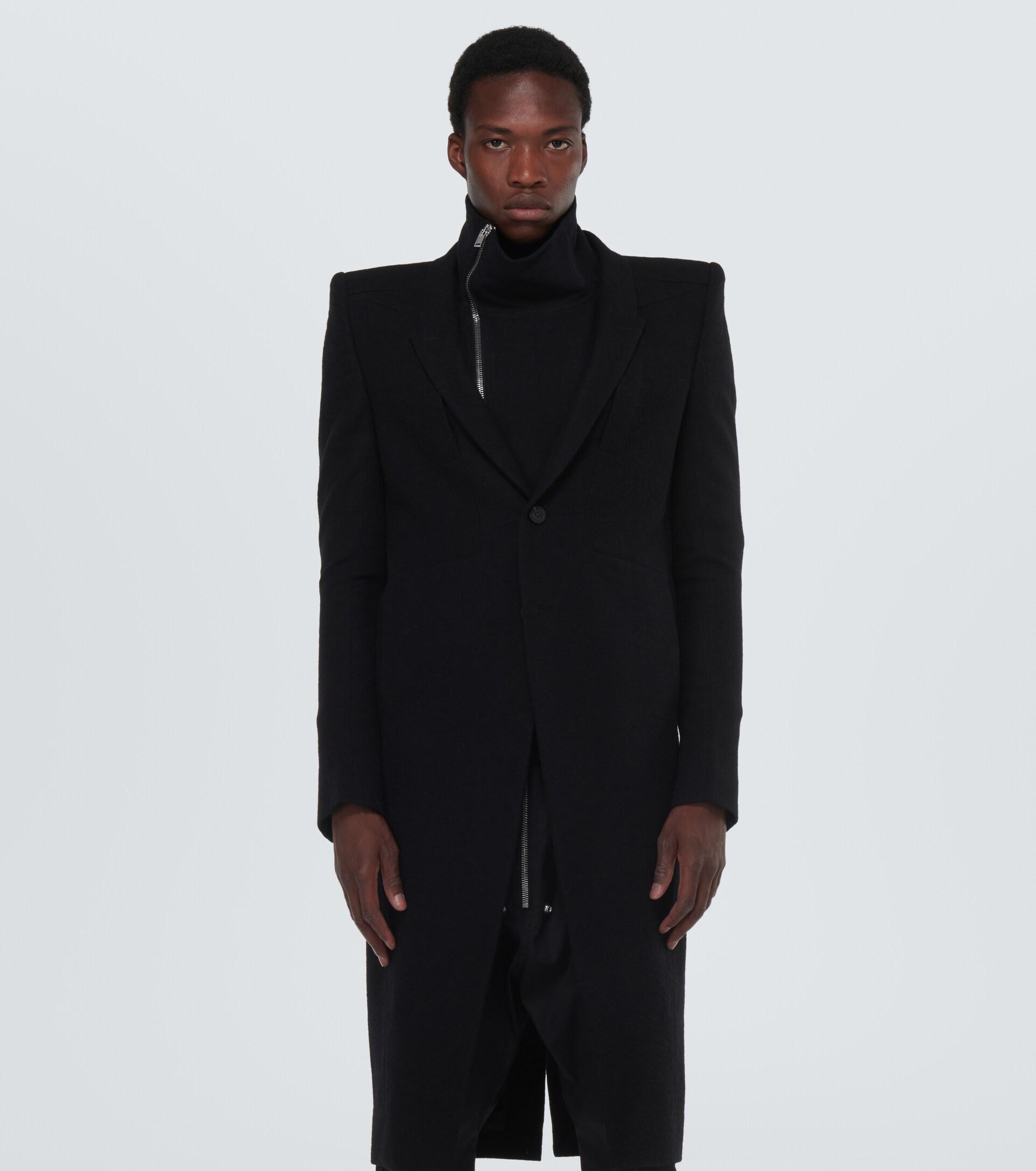 Rick Owens Fogpocket Neue Virgin Wool Coat in Black for Men | Lyst