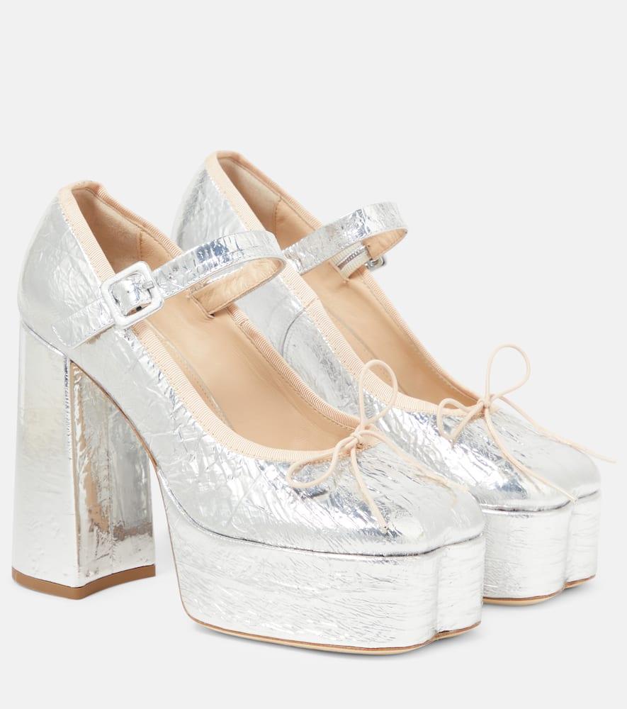 Simone Rocha Metallic Leather Platform Pumps in White | Lyst
