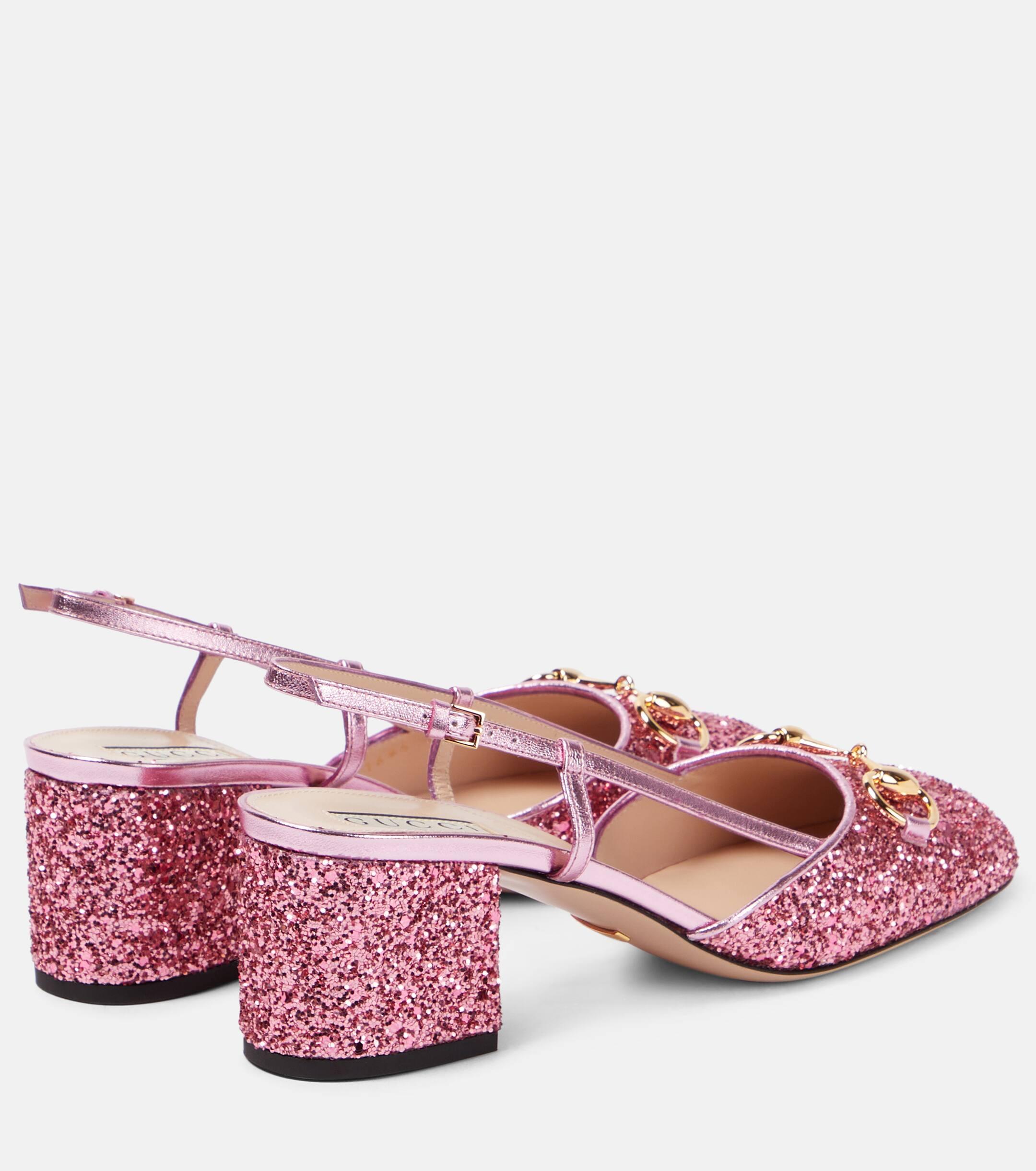 Pink glitter hotsell gucci shoes