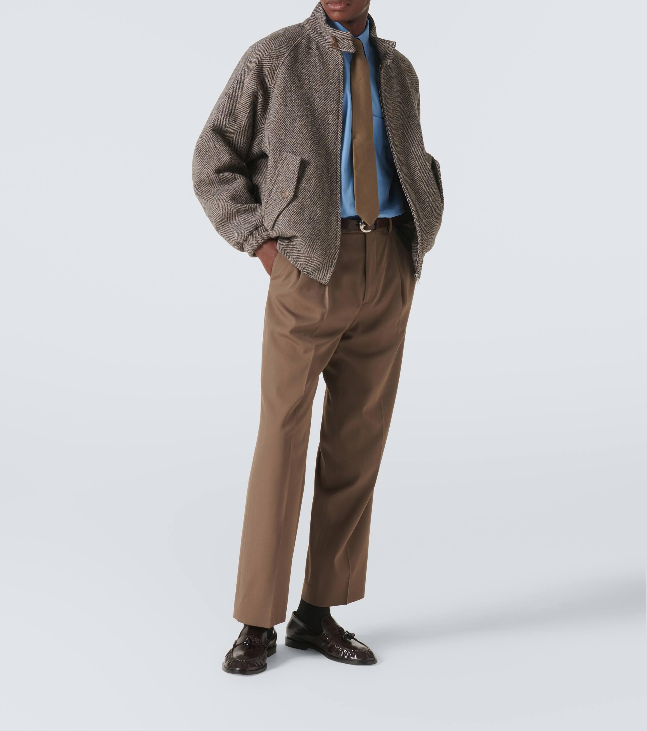 AURALEE Herringbone Wool Tweed Blouson in Brown for Men | Lyst UK