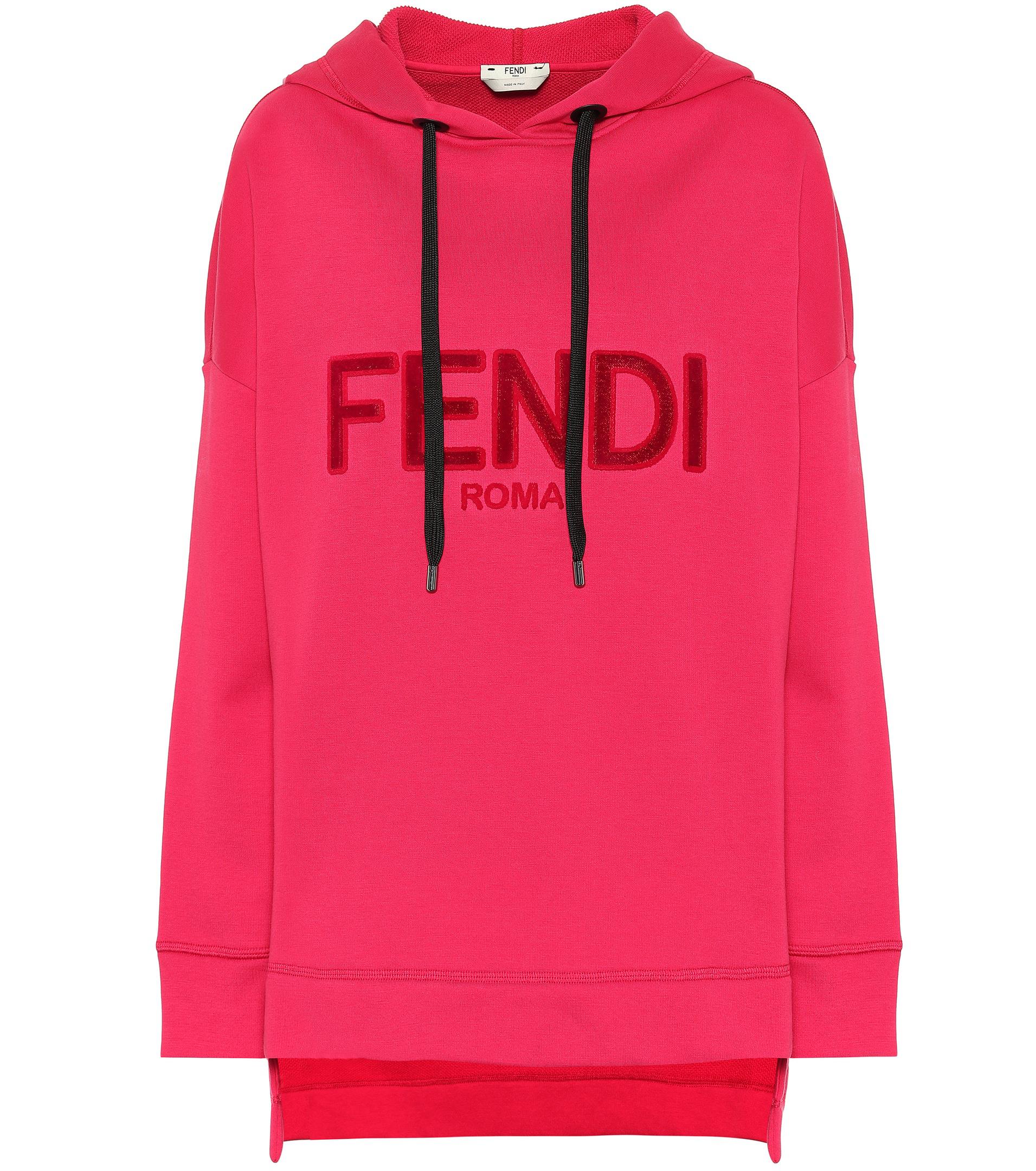 Fendi Logo Cotton-blend Hoodie in Red 