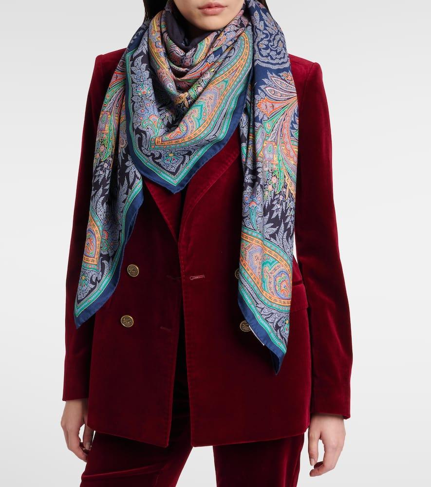 スカーフ Etro Wool And Silk Shawl With Print ETRO Milano $530 Wool/Silk Byzantine Green,Orange, Lilac