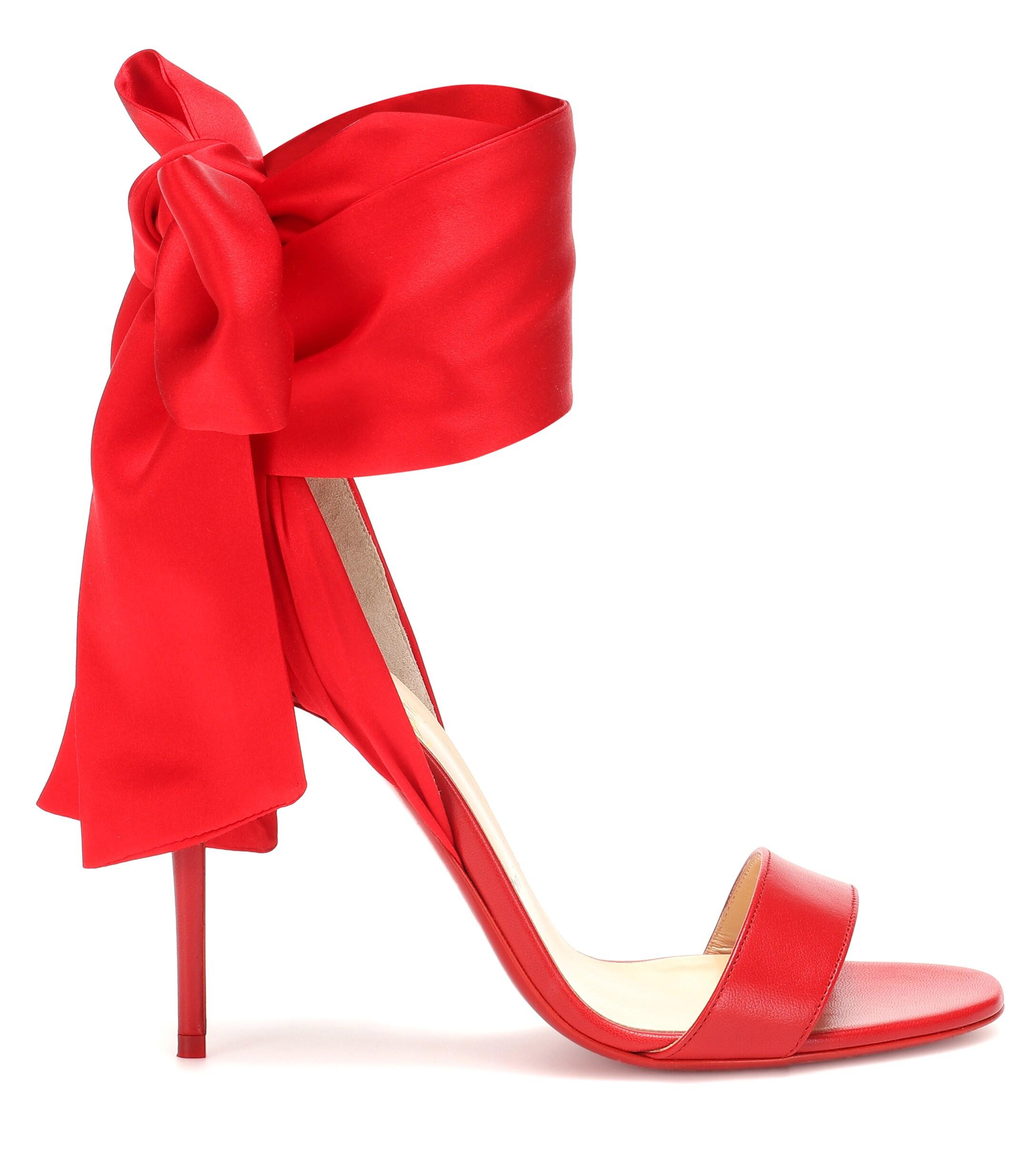 Christian Louboutin Women's Sandale du désert 100mm Silk Stiletto Sandals - Size 8 Red