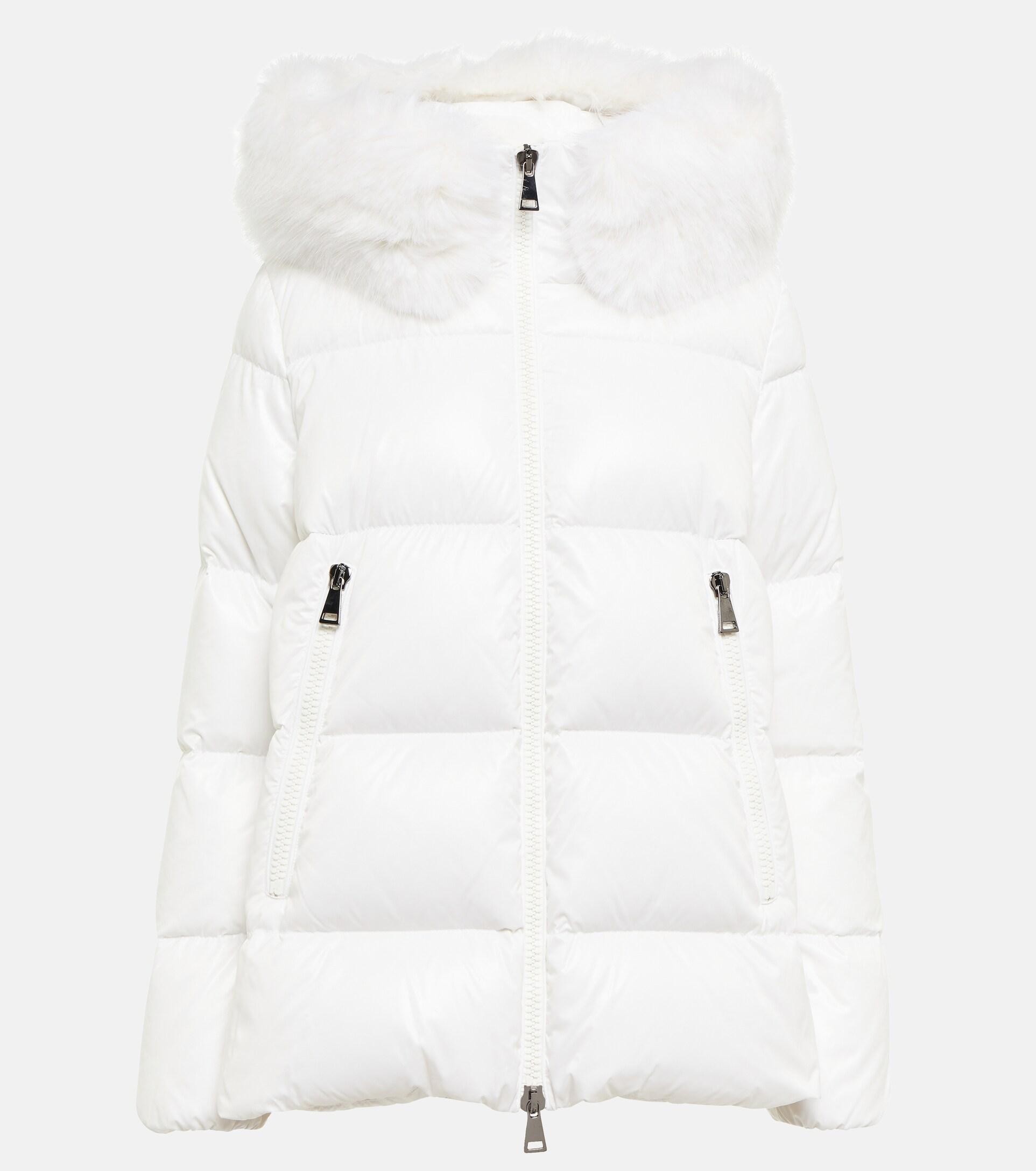 Moncler Laiche Faux Fur-trimmed Down Jacket in White | Lyst