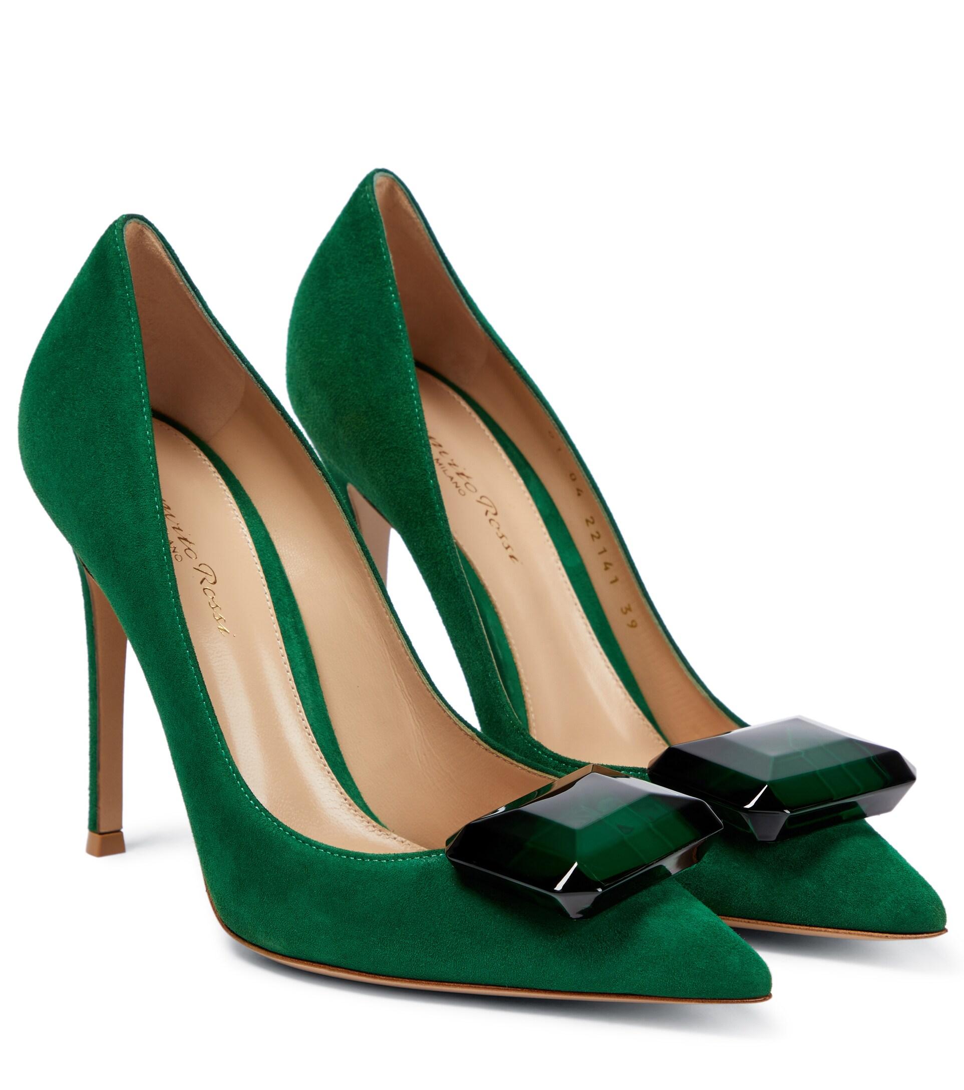 Gianvito Rossi Jaipur 105 Embellished Suede Pumps in Green | Lyst
