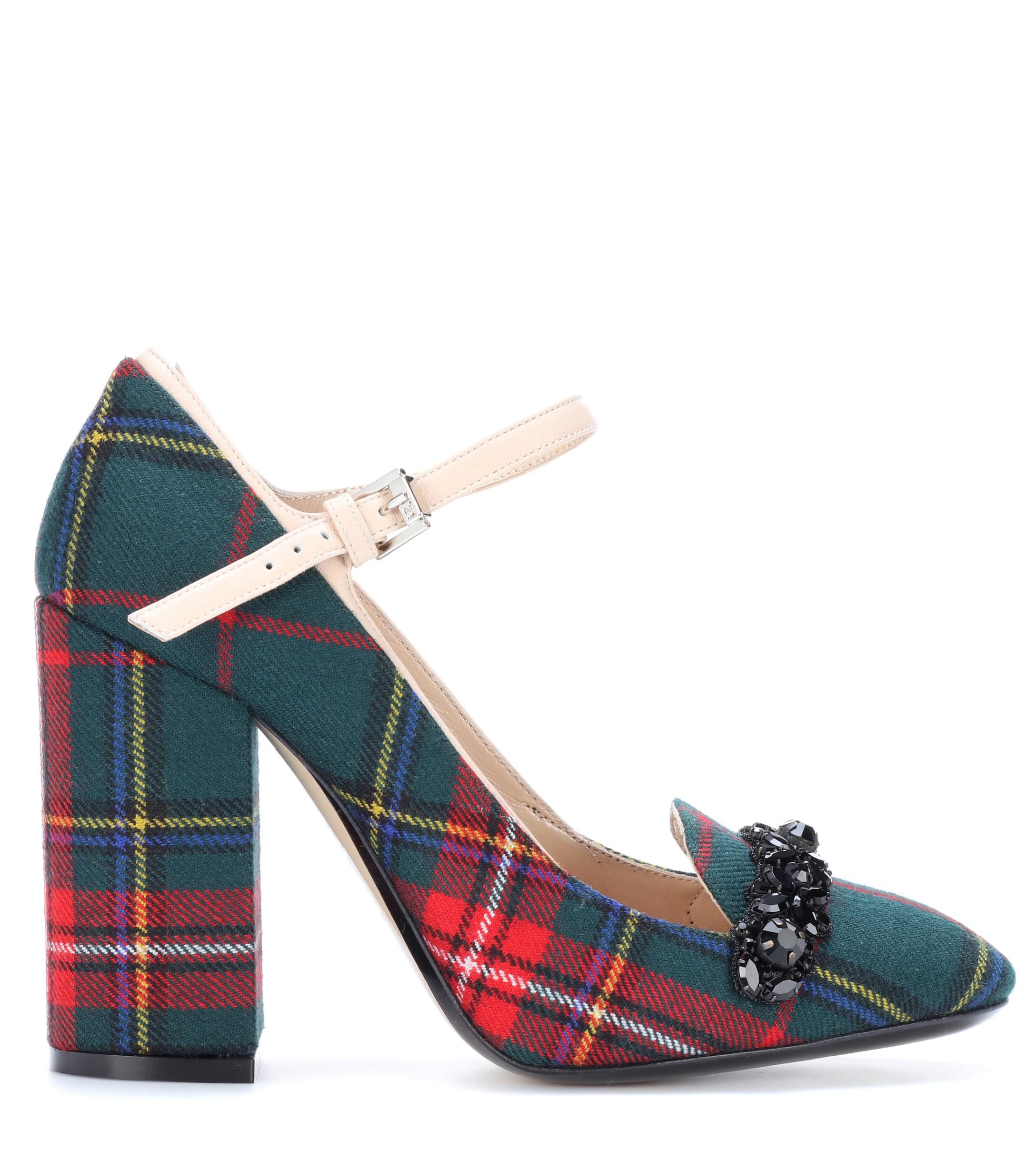 N°21 Embellished Plaid Pumps in Blue - Lyst