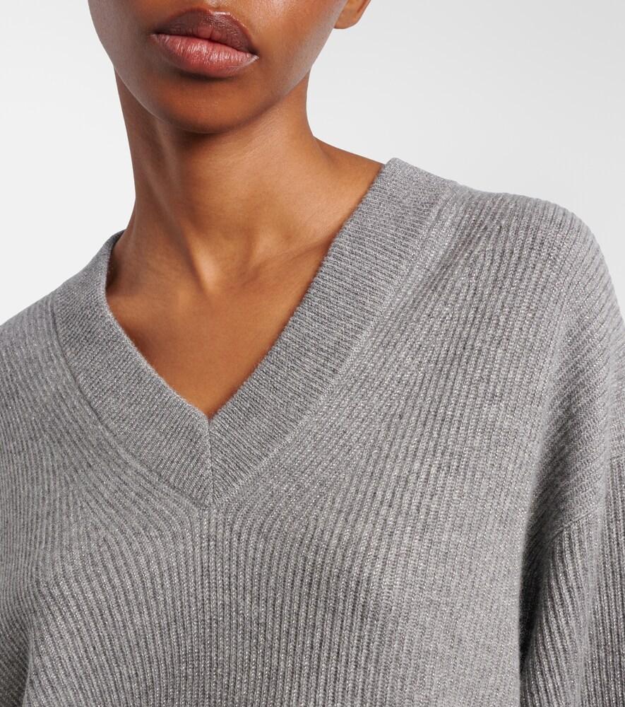 Pull Femme Brunello Cucinelli En Cachemire Gris - Taille XS - Avec Finitions Monili