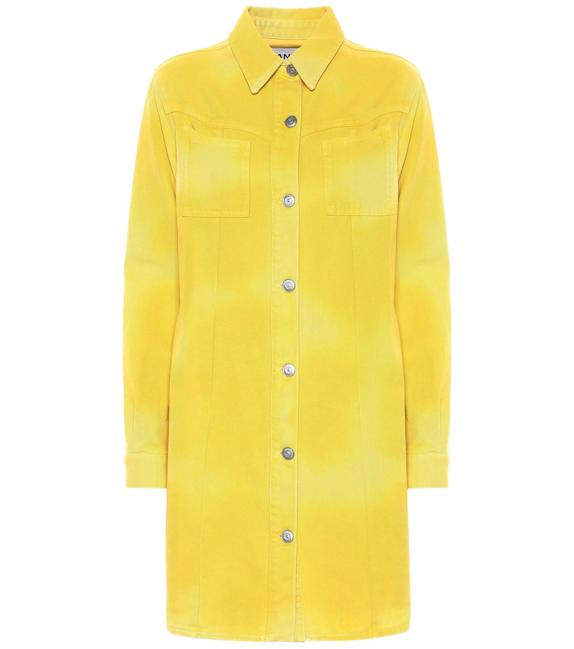 Ganni Denim Dress in Yellow | Lyst