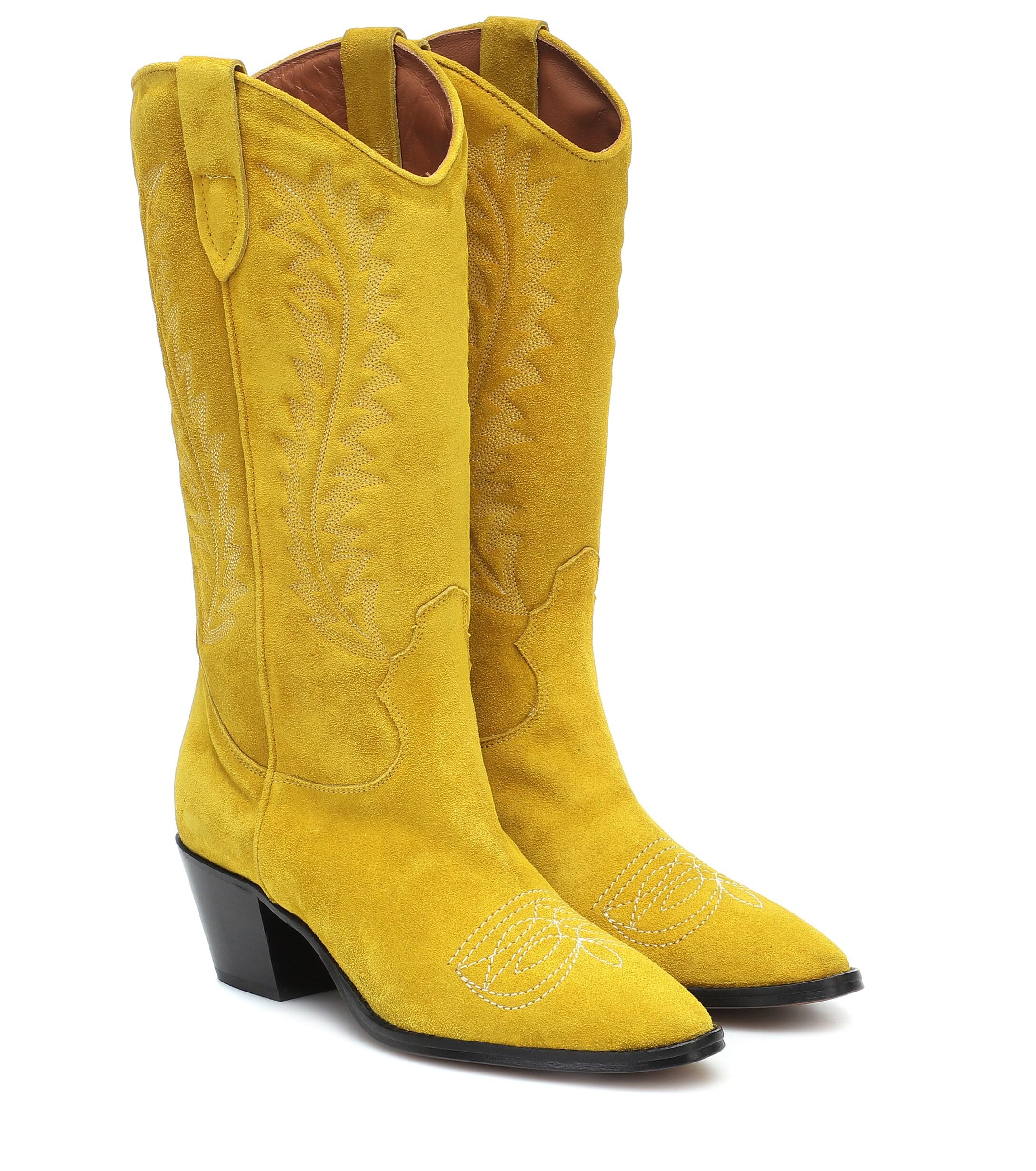 Paris Texas Suede Knee-high Cowboy Boots in Yellow | Lyst