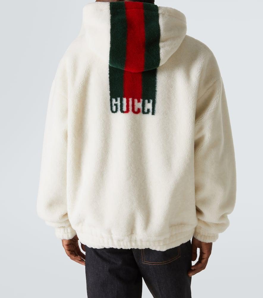 Gucci Web Stripe Wool-Blend Fleece Hoodie in White for Men Lyst UK