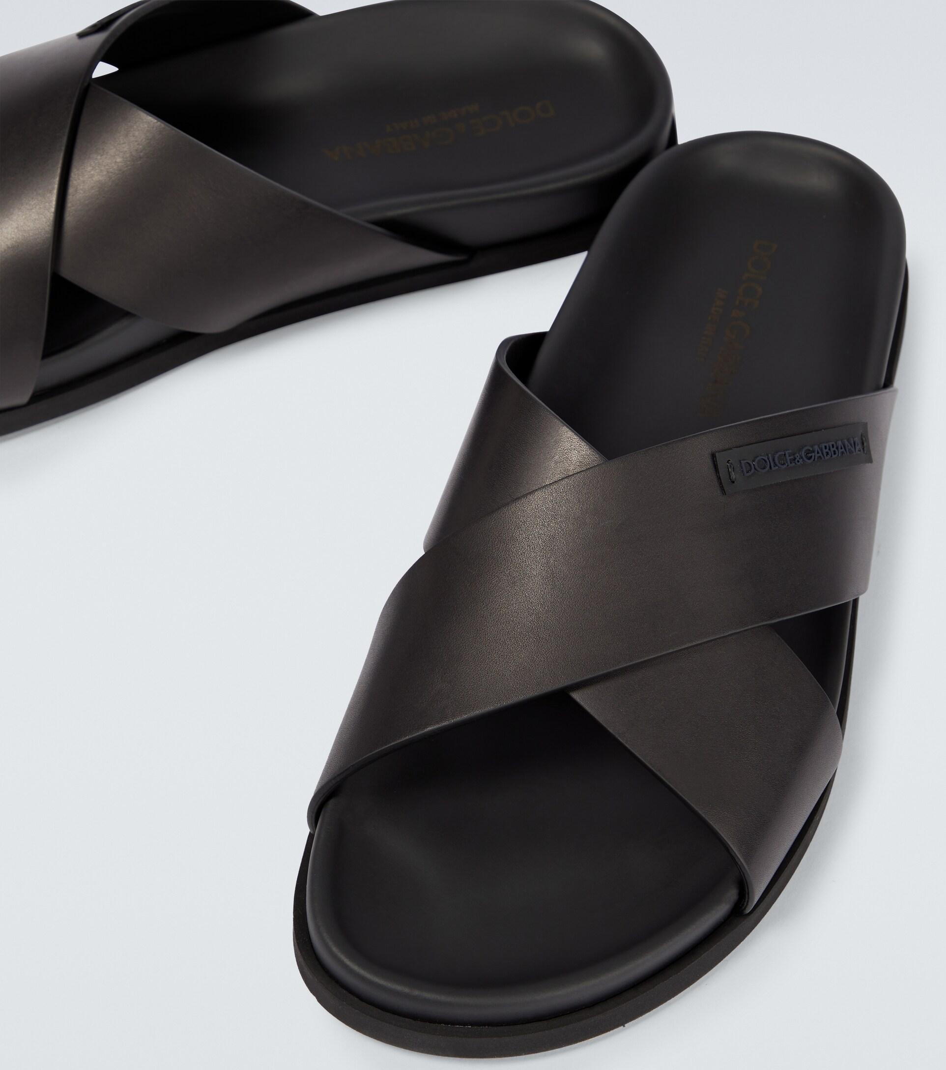 Dolce & Gabbana Leather Sandals in Black for Men | Lyst