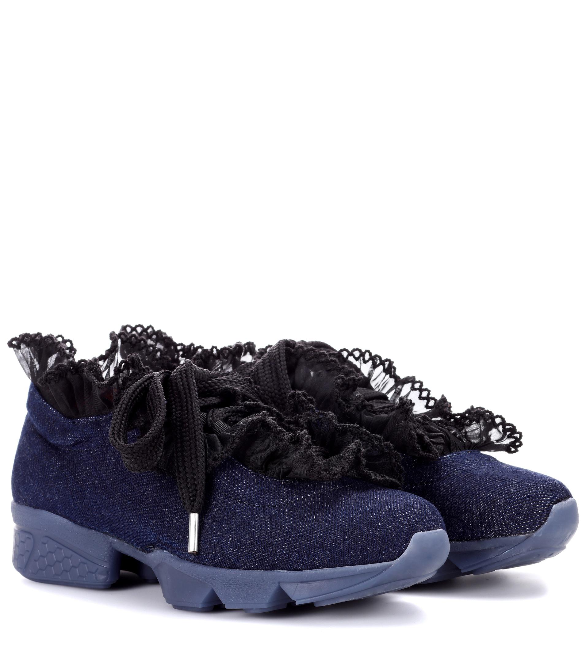 Ganni Ariana Denim Sneakers in Blue - Lyst