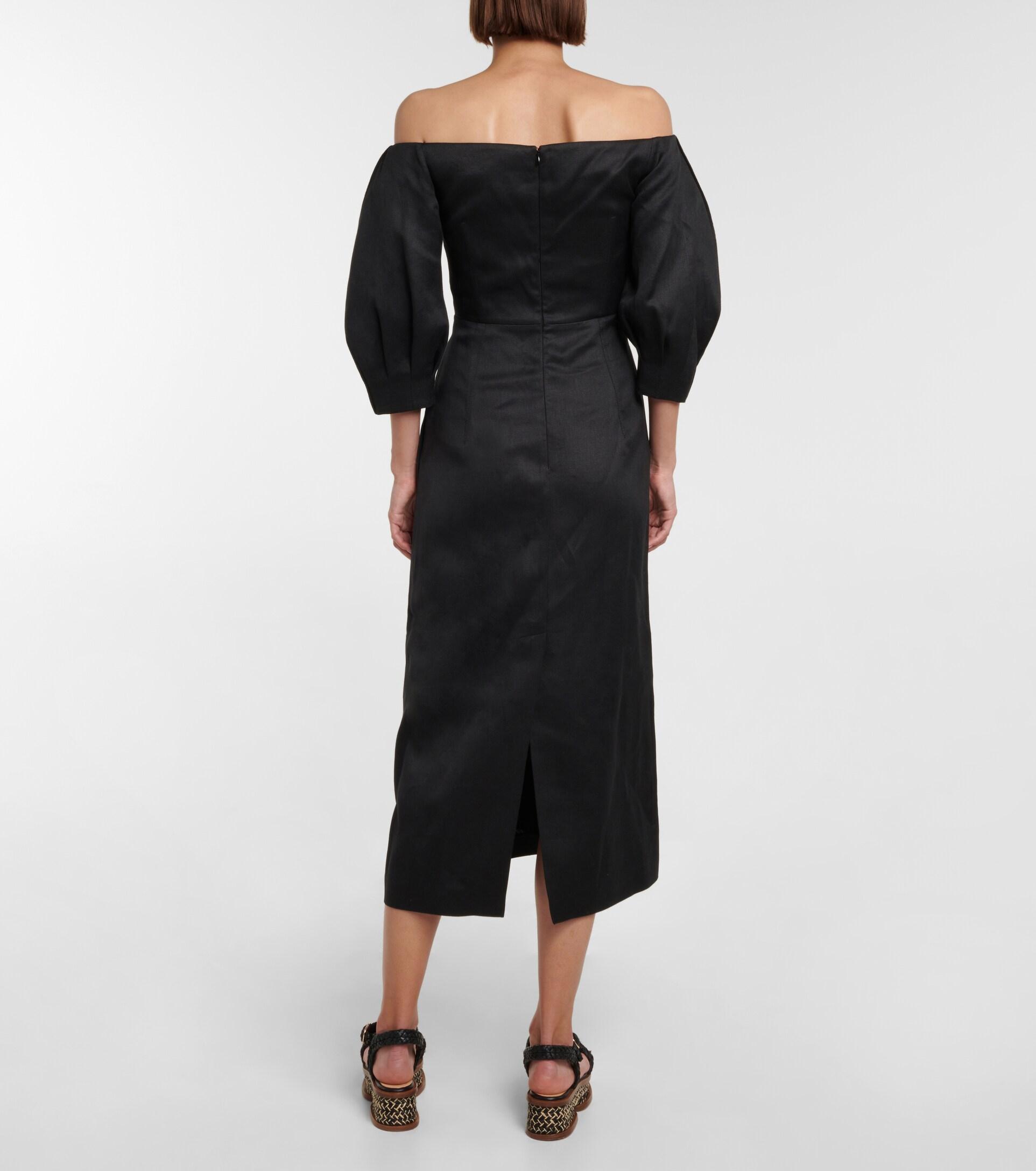 Gabriela Hearst Majano Off-shoulder Midi Dress in Black | Lyst