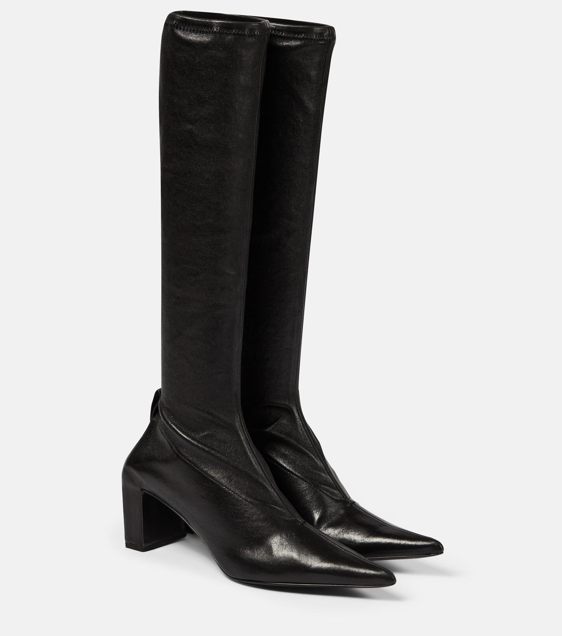 Jil Sander Kneehigh Leather Boots in Black Lyst